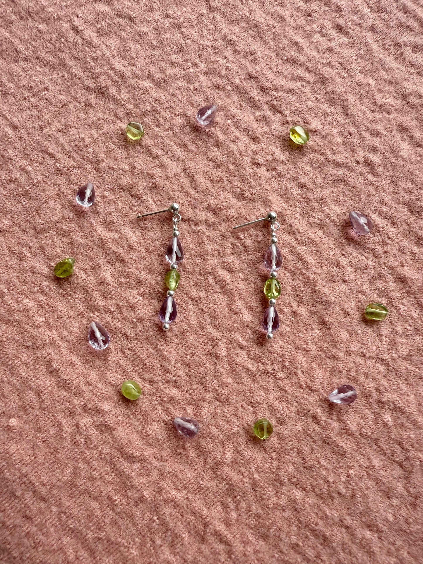 Boucles d'oreilles en argent avec améthyste et péridot Morning Dew