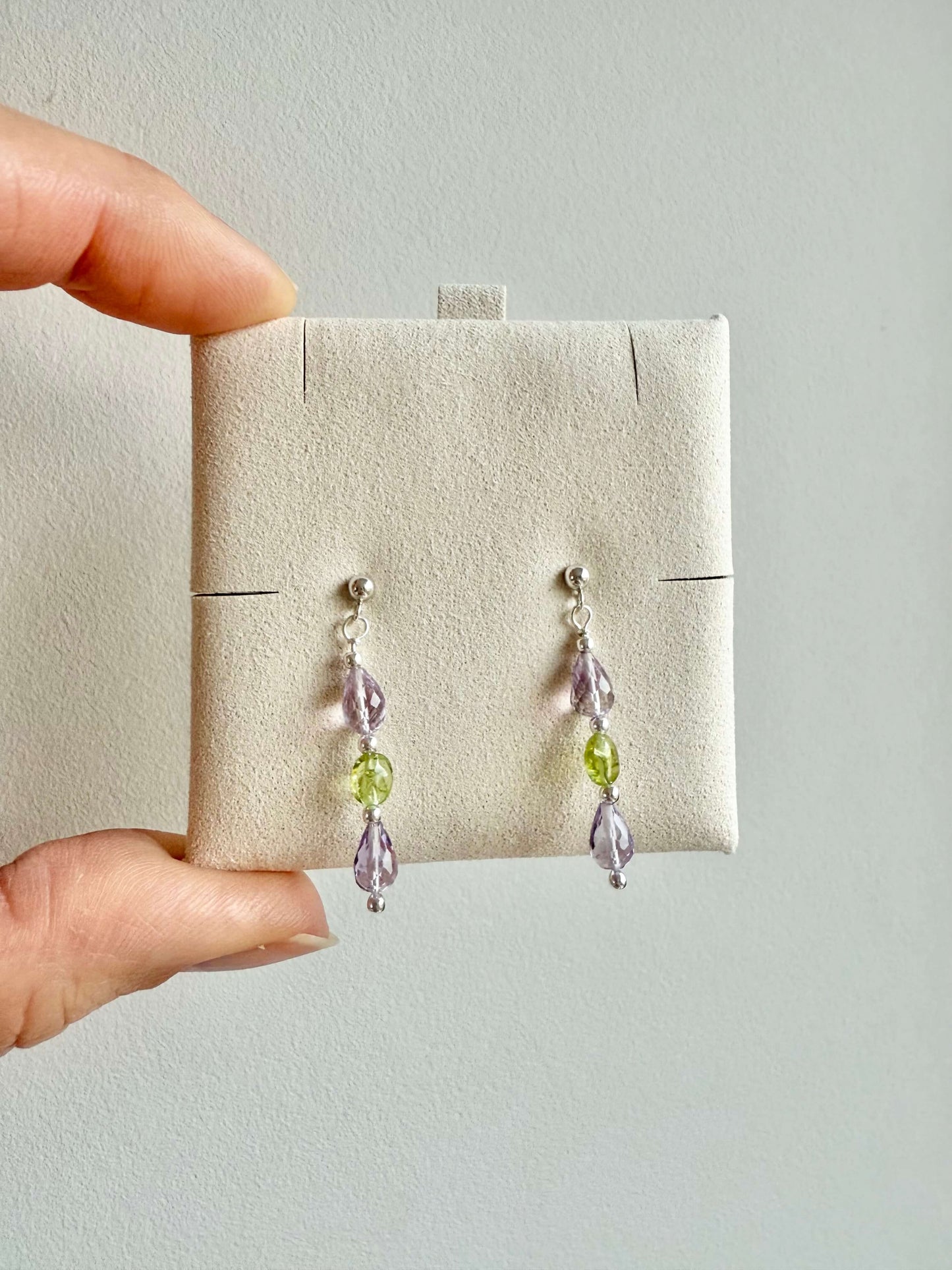 Boucles d'oreilles en argent avec améthyste et péridot Morning Dew