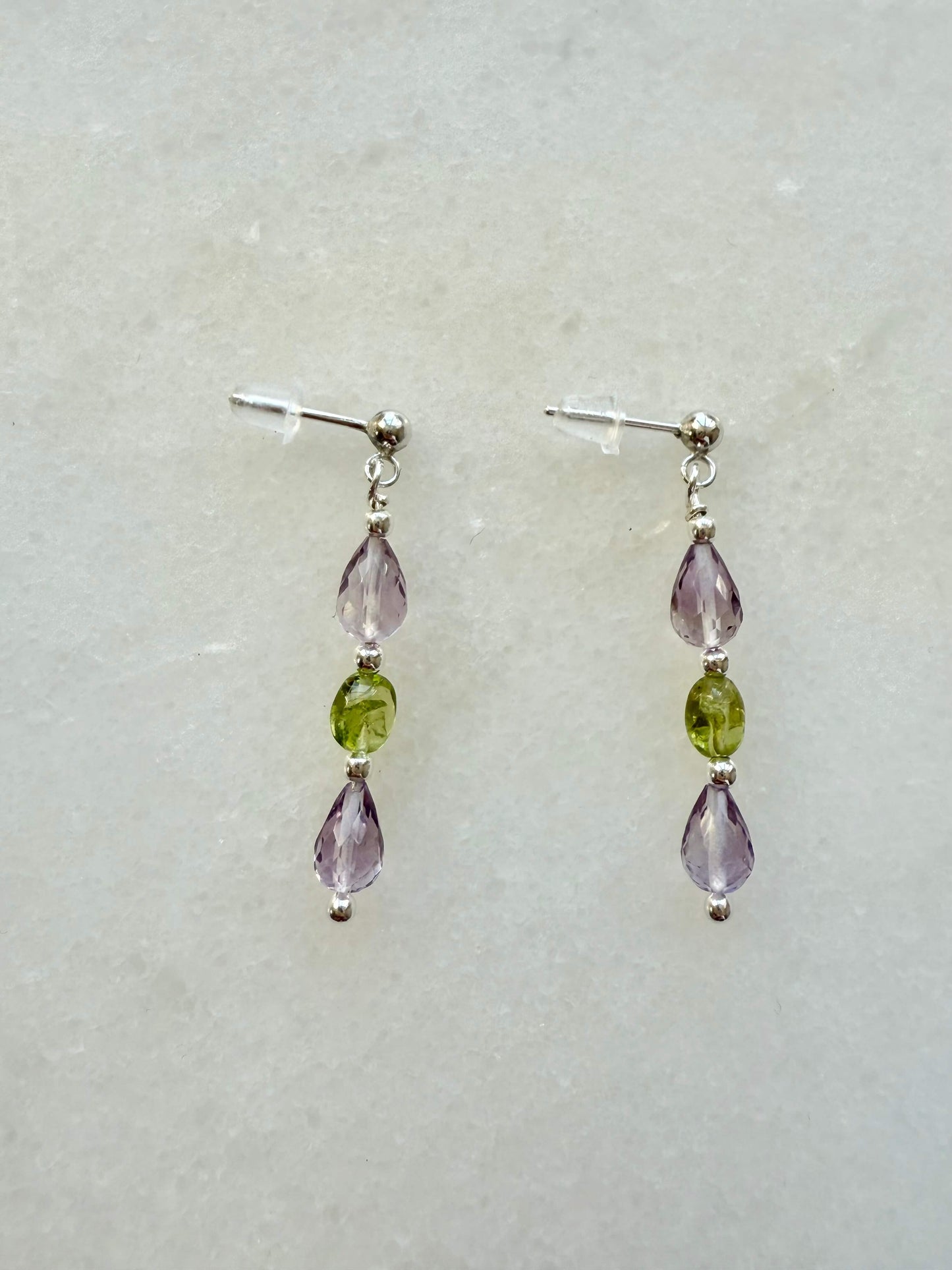 Boucles d'oreilles en argent avec améthyste et péridot Morning Dew