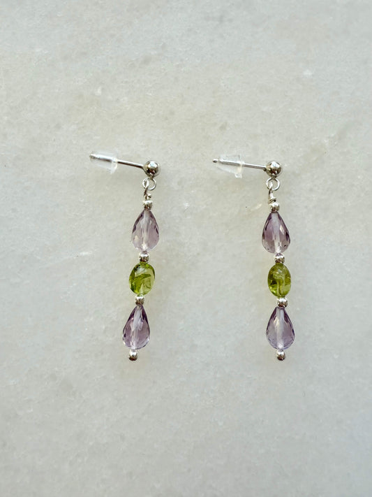 Boucles d'oreilles en argent avec améthyste et péridot Morning Dew