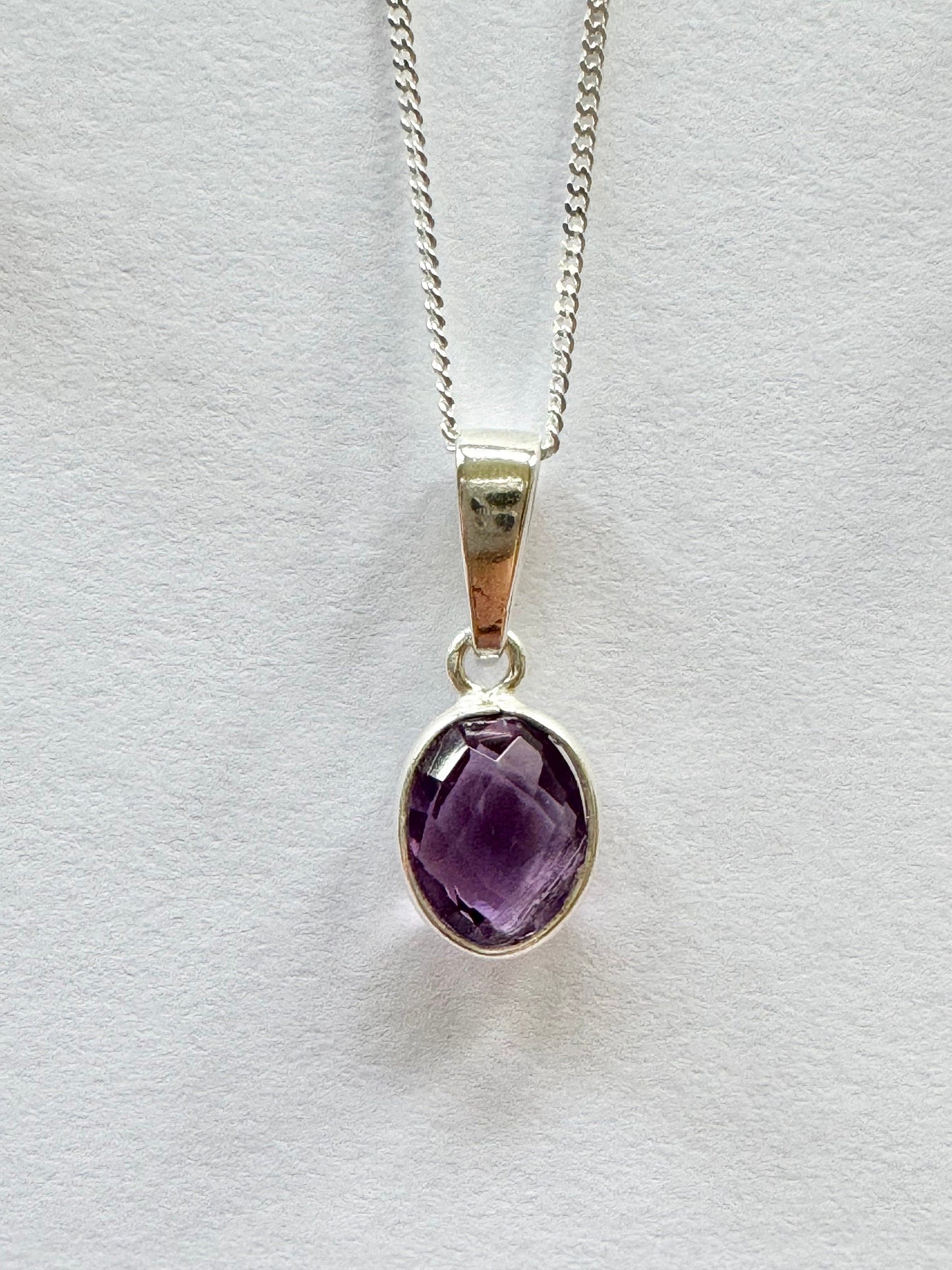 Dainty Amethyst Silver Pendant Necklace