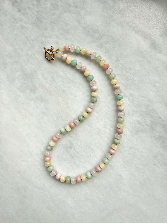 Pastel Gemstone Rondelle Necklace