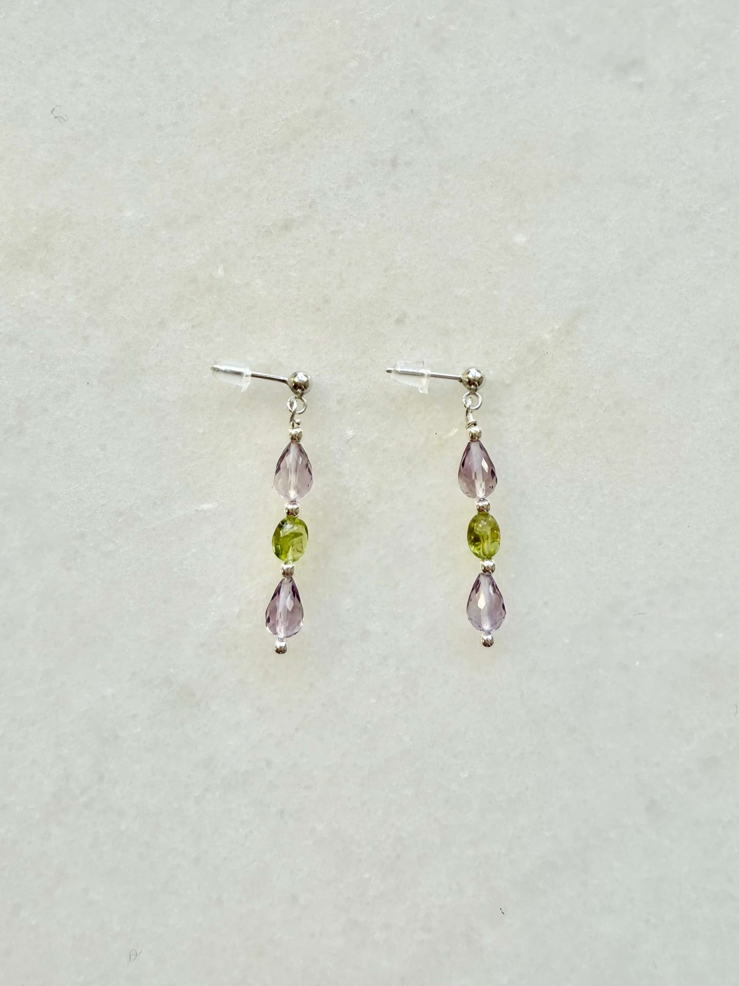 Boucles d'oreilles en argent avec améthyste et péridot Morning Dew