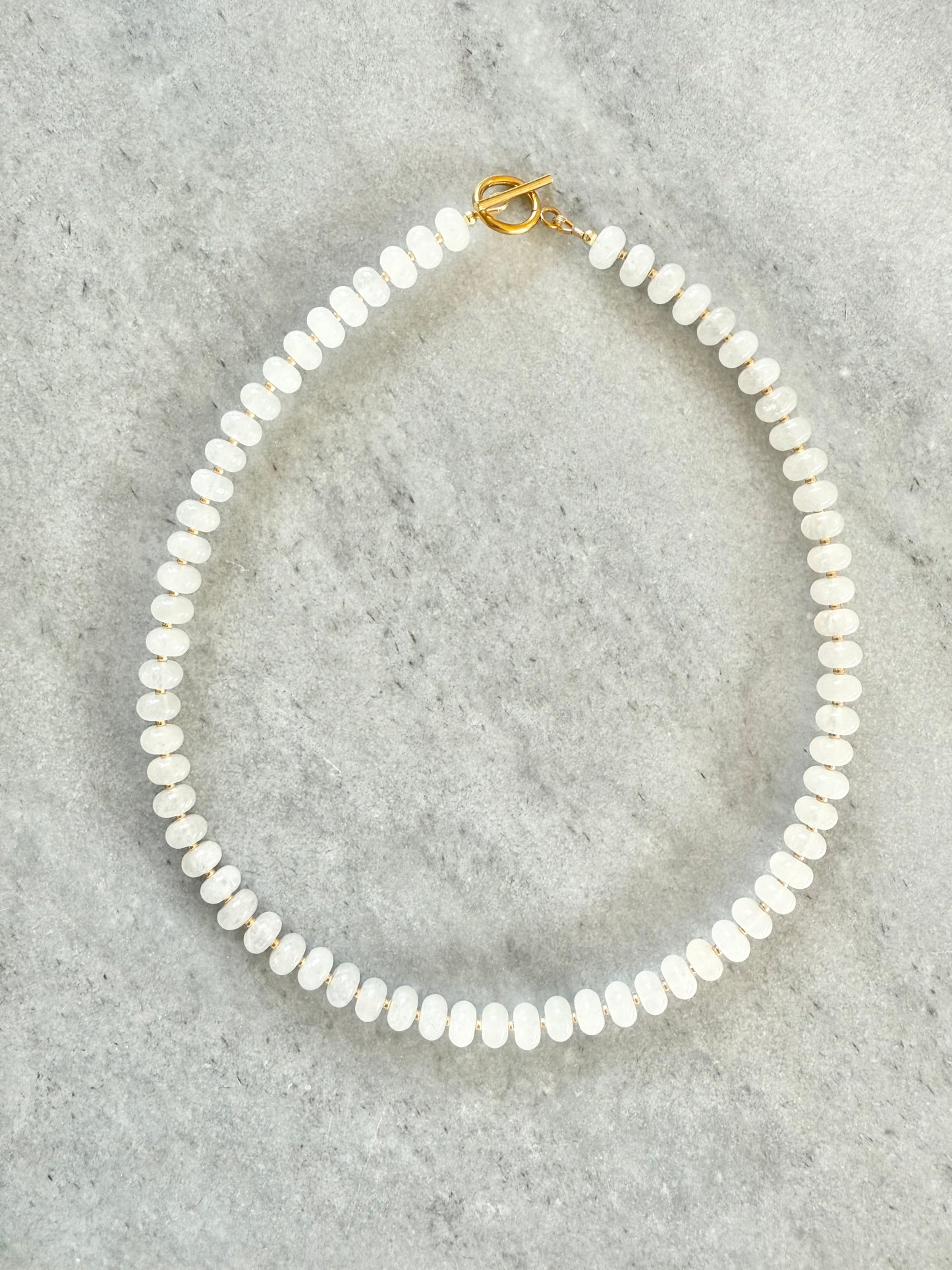 White Jade Rondelle Necklace