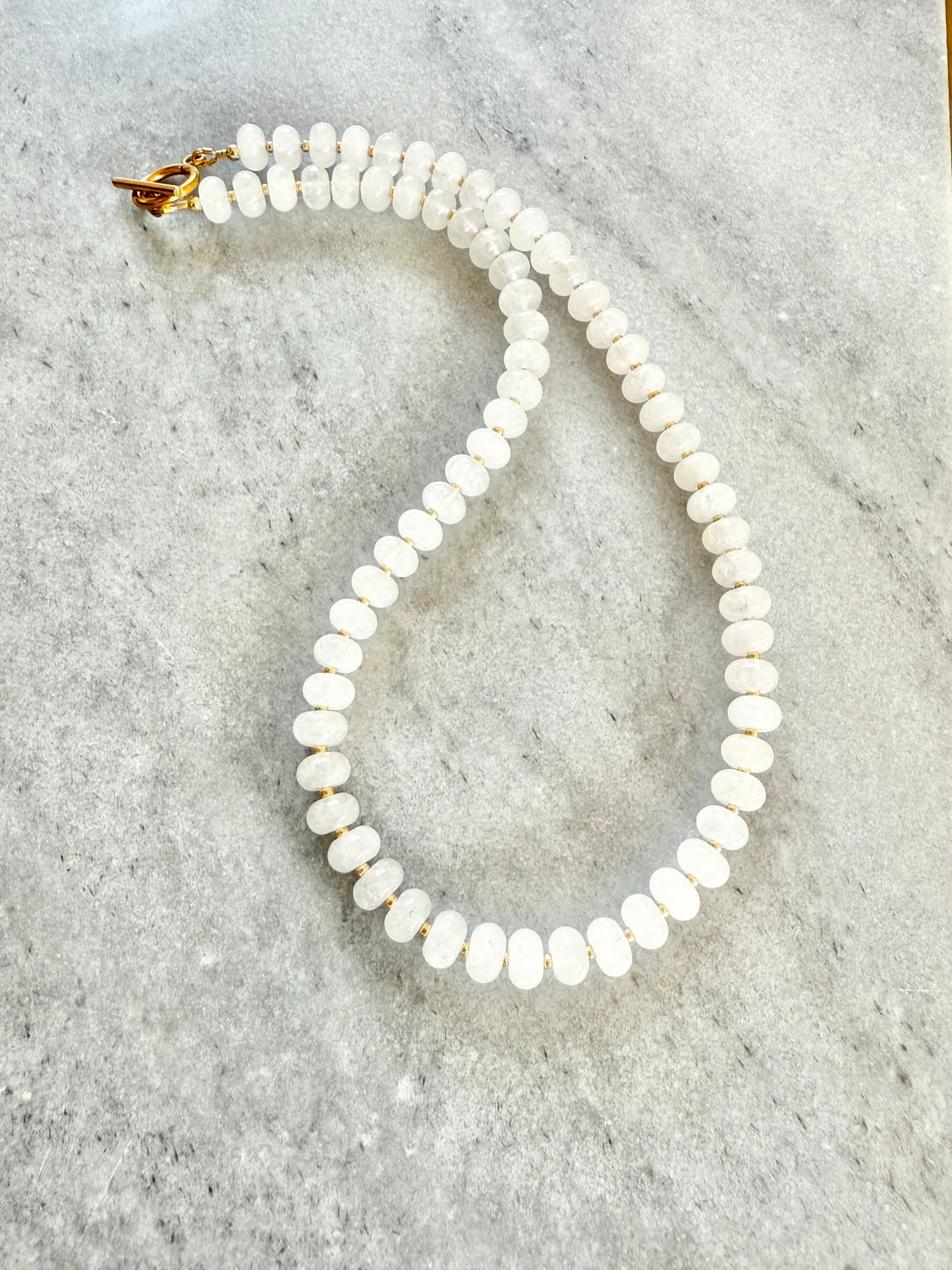 White Jade Rondelle Necklace