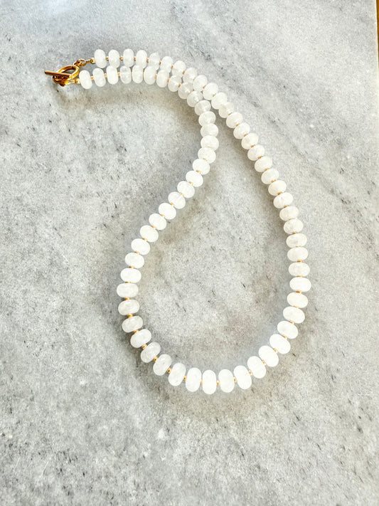White Jade Rondelle Necklace