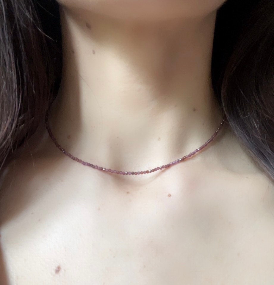 Dainty Garnet Silver Necklace