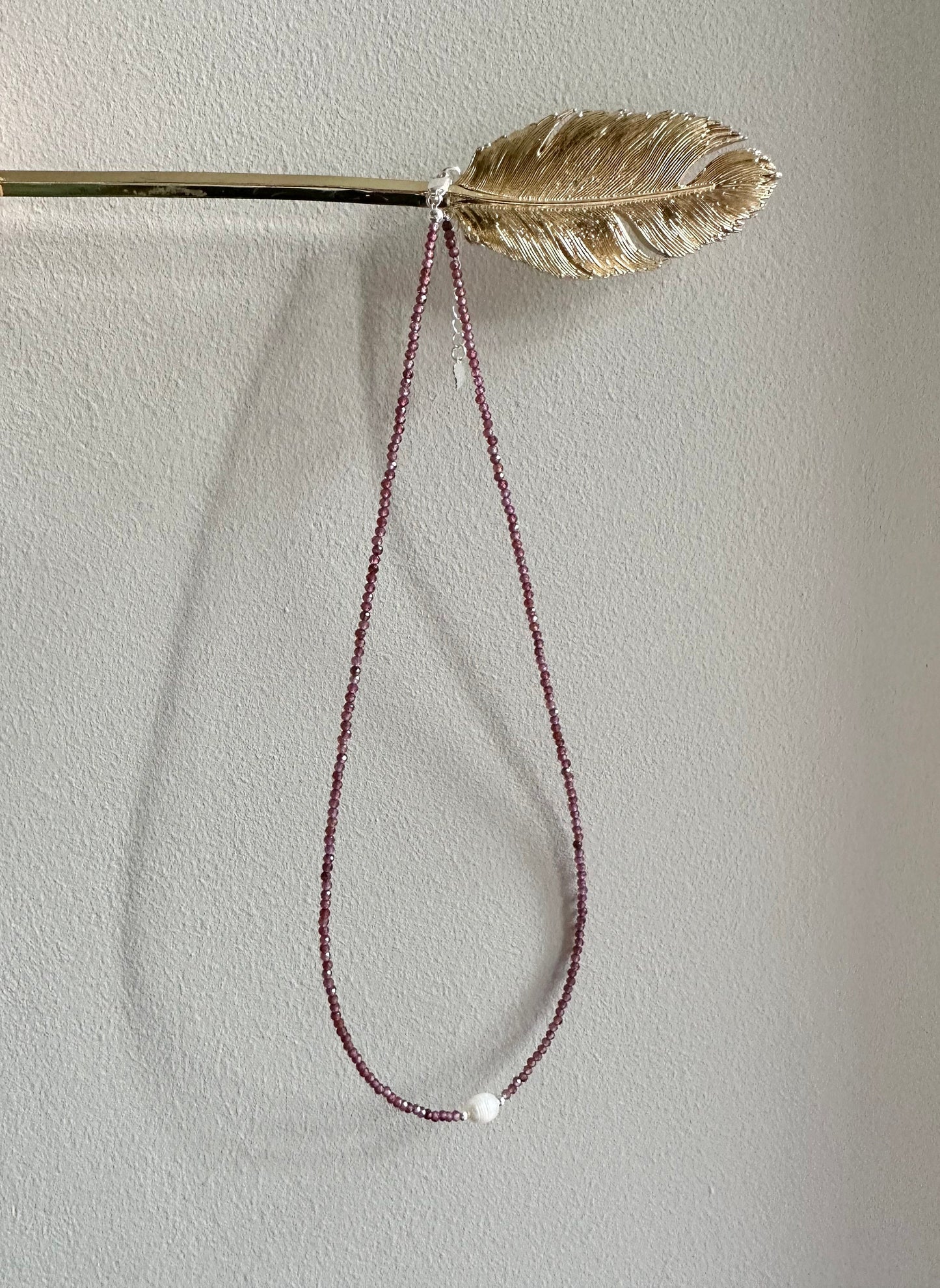 Dainty Garnet Silver Necklace