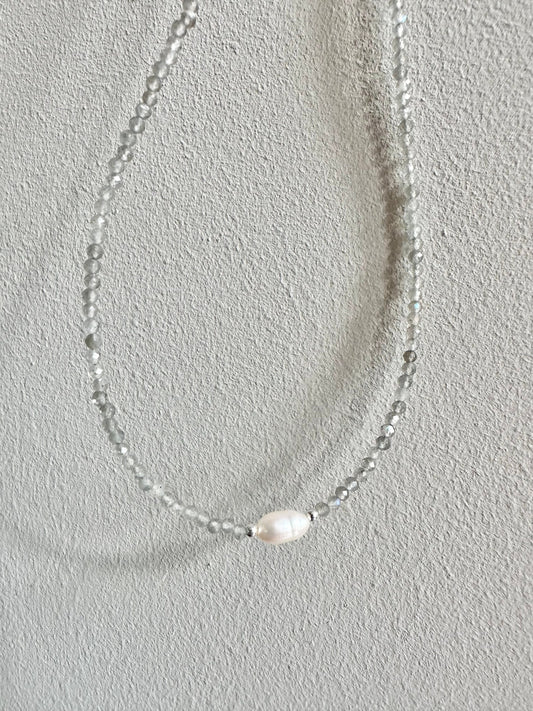 Dainty Labradorite Silver Necklace