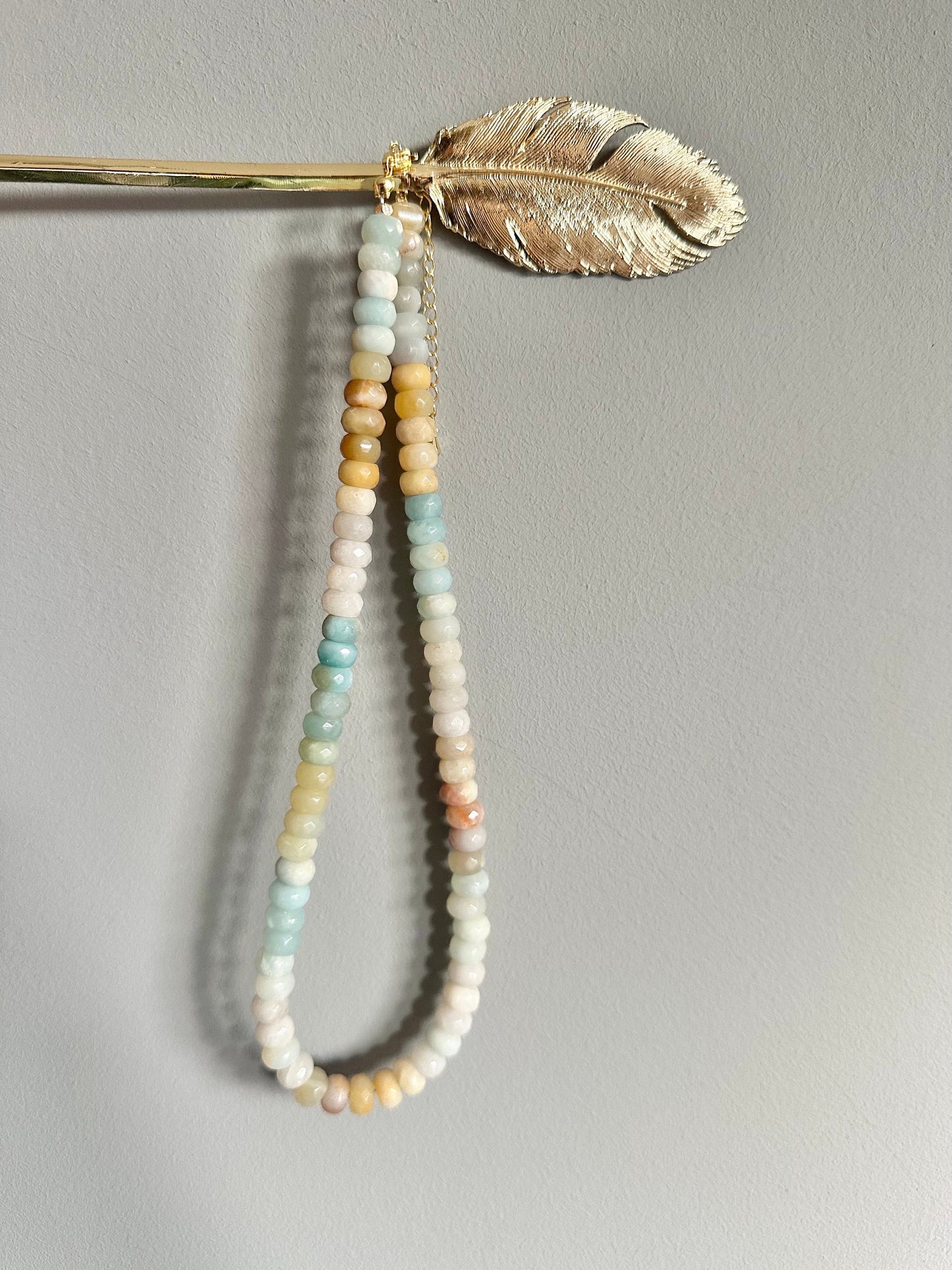 Collier de perles d’Amazonite à fleurs