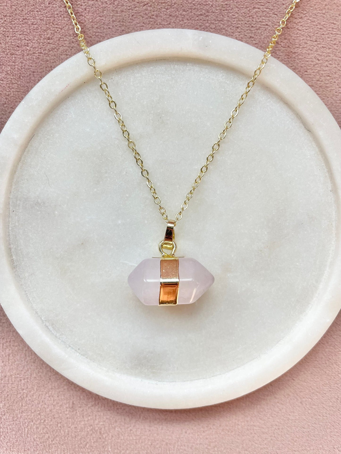 Gold Vermeil Rock Crystal Pendant Necklace