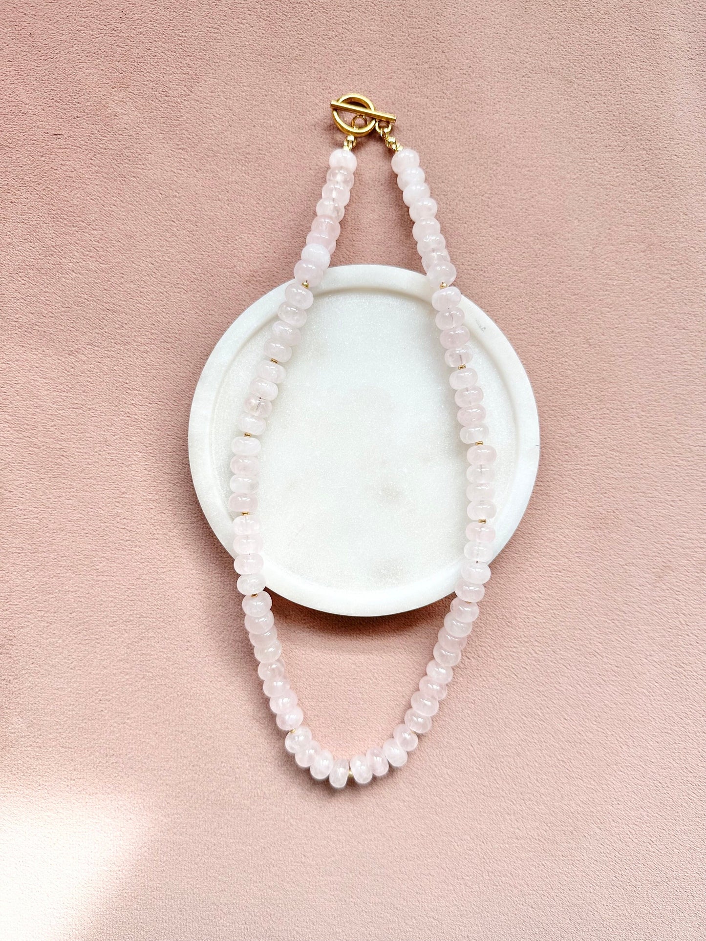 Rose Quartz Rondelle Blossom Necklace