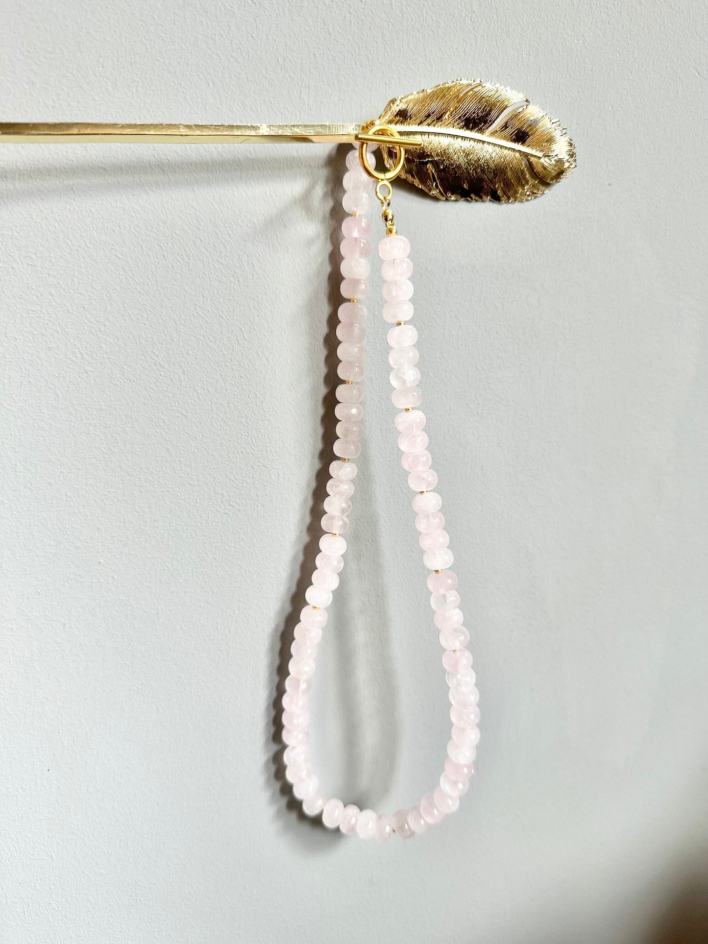 Rose Quartz Rondelle Blossom Necklace