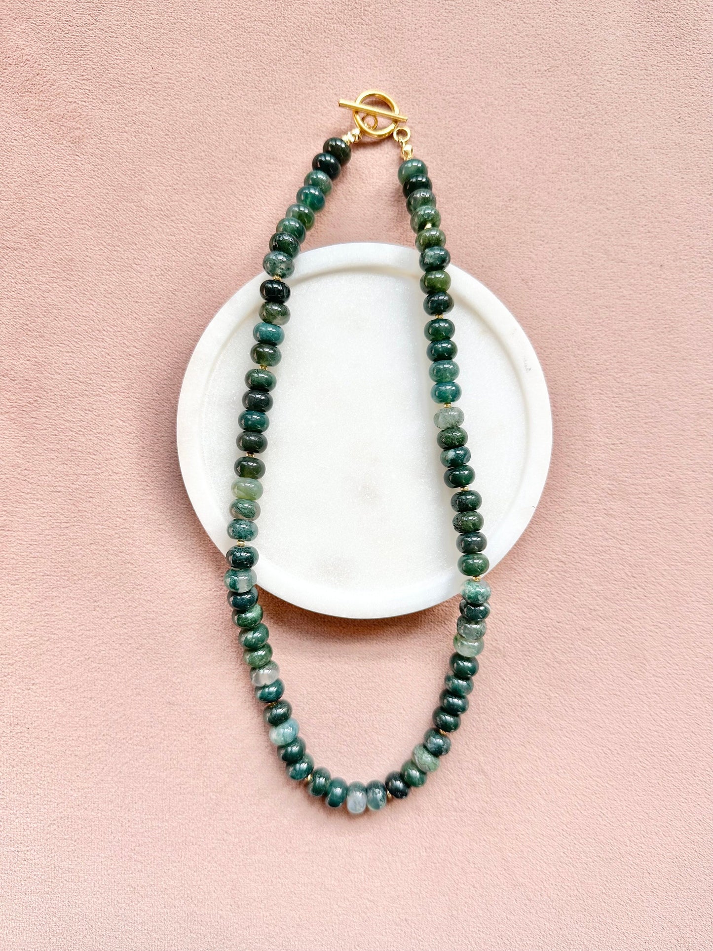 Moss Agate Balance Beaded Necklace