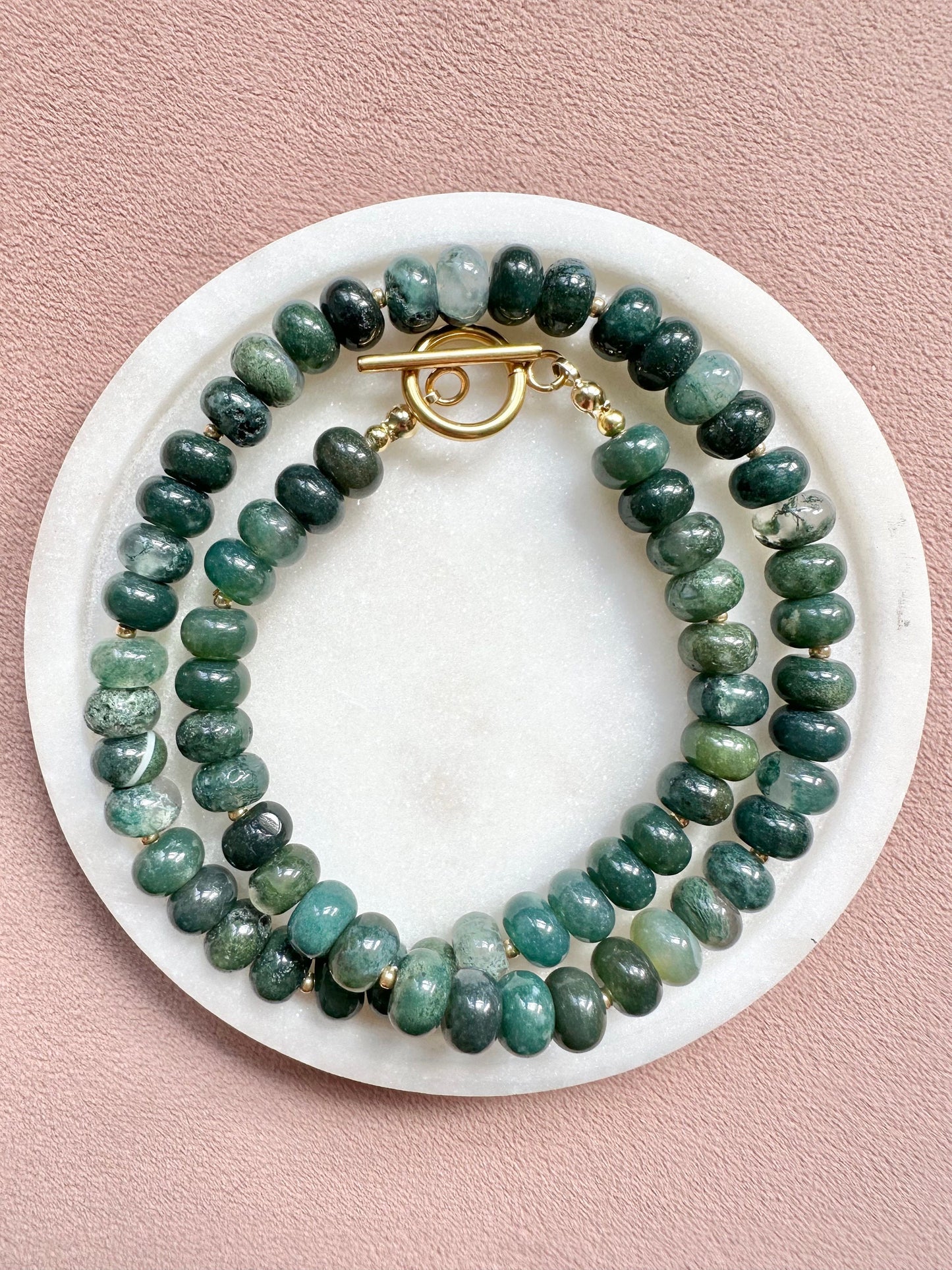 Moss Agate Balance Beaded Necklace