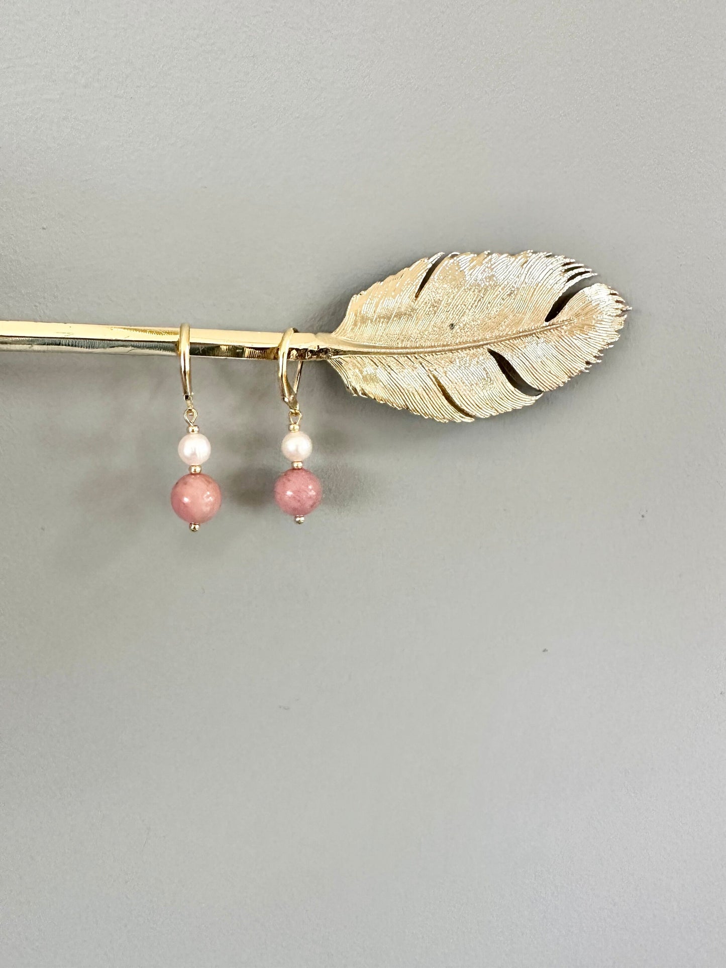 Pearl & Rhodonite Candy Earrings