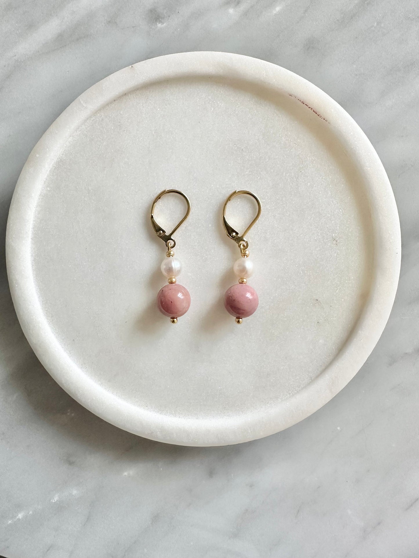 Pearl & Rhodonite Candy Earrings