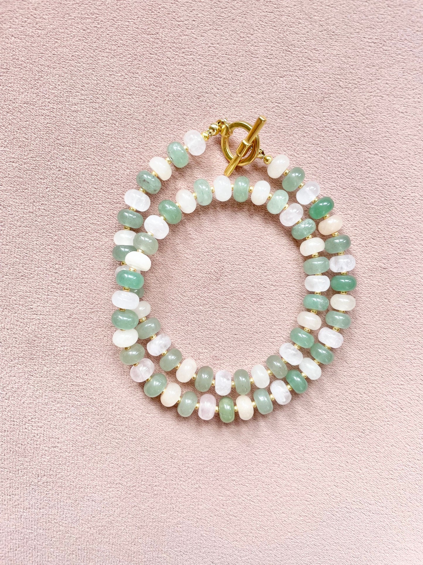 Aventurine & Rose Quartz Candy Beaded Necklace