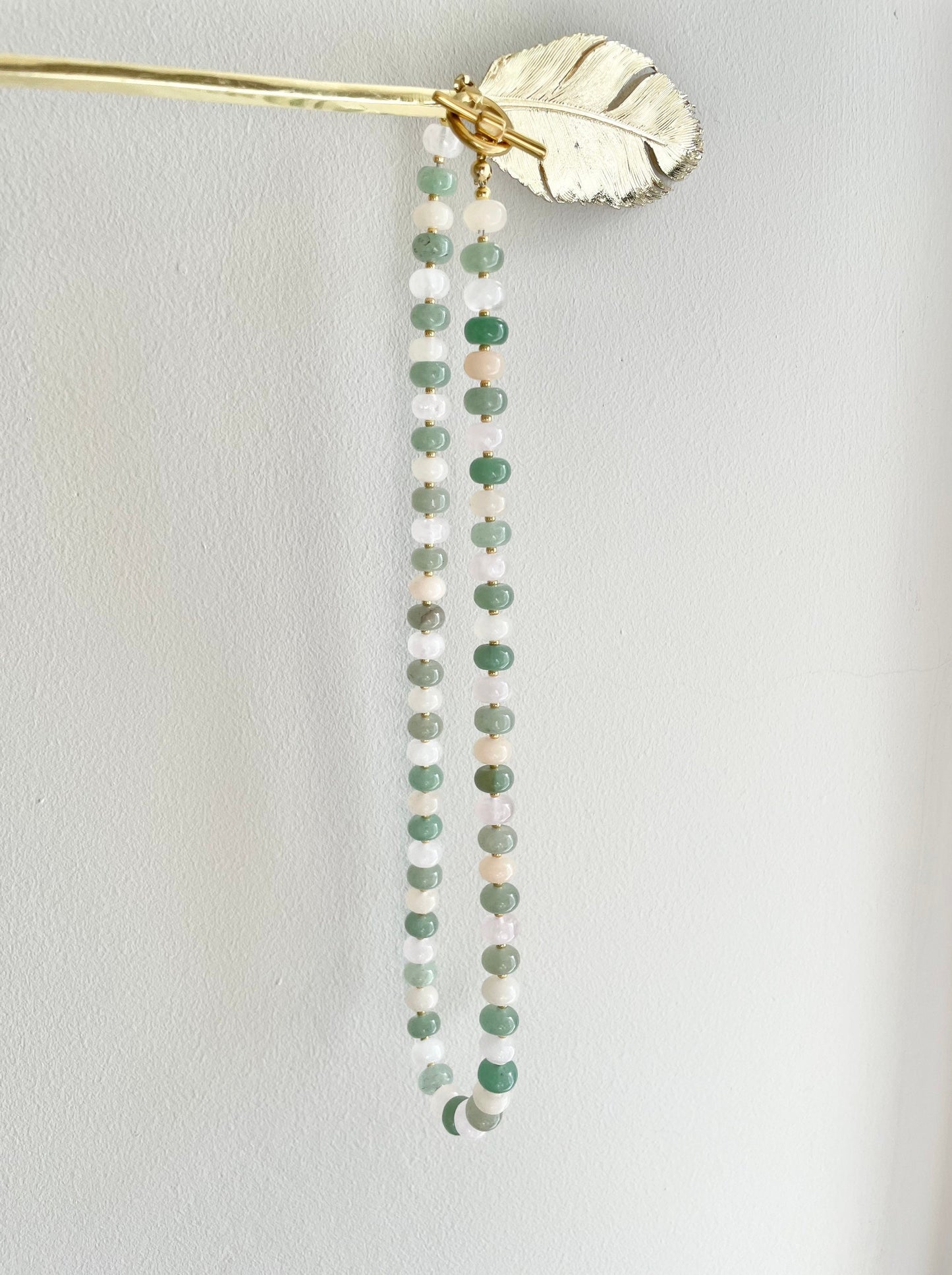 Aventurine & Rose Quartz Candy Beaded Necklace