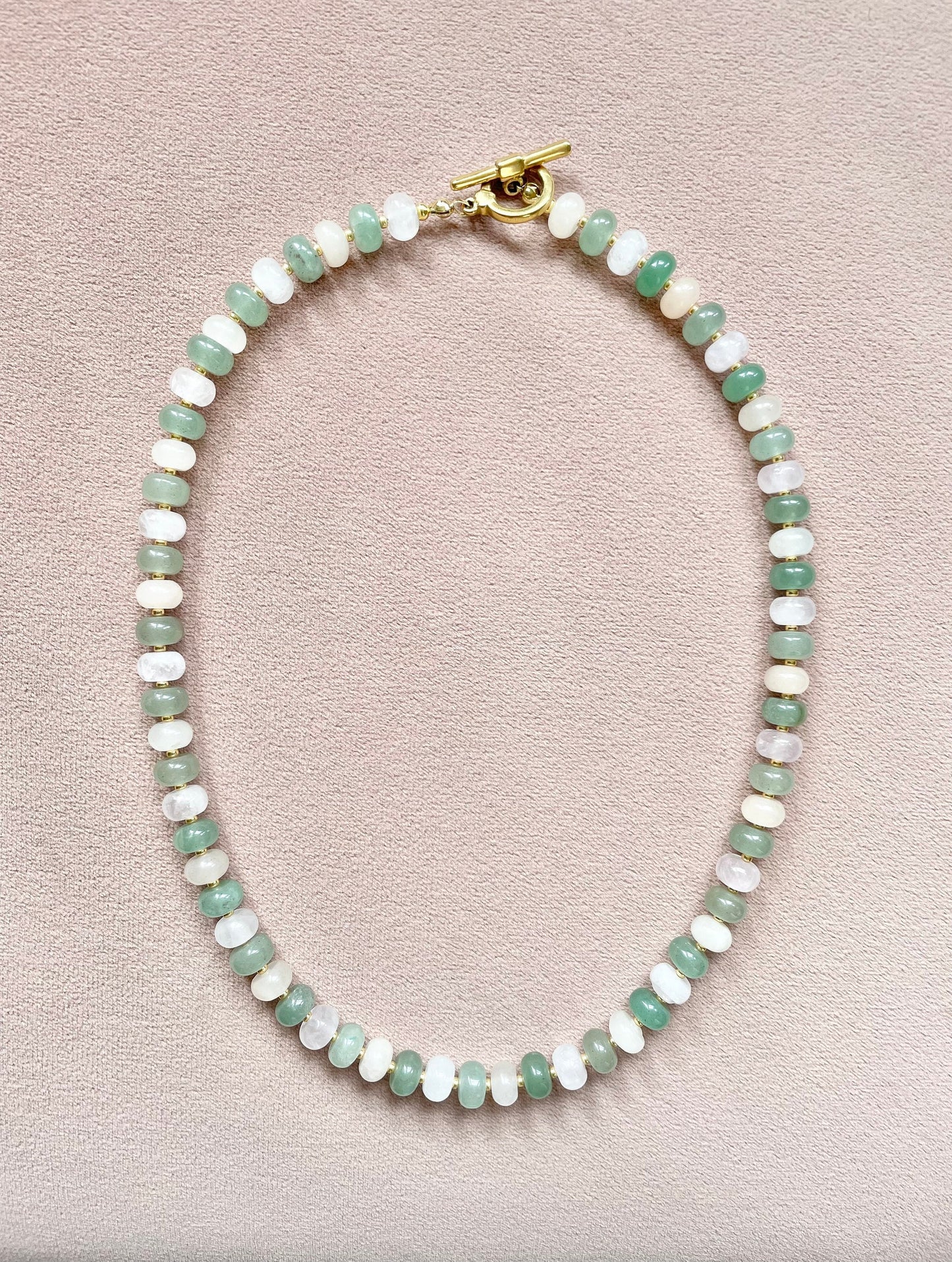 Aventurine & Rose Quartz Candy Beaded Necklace