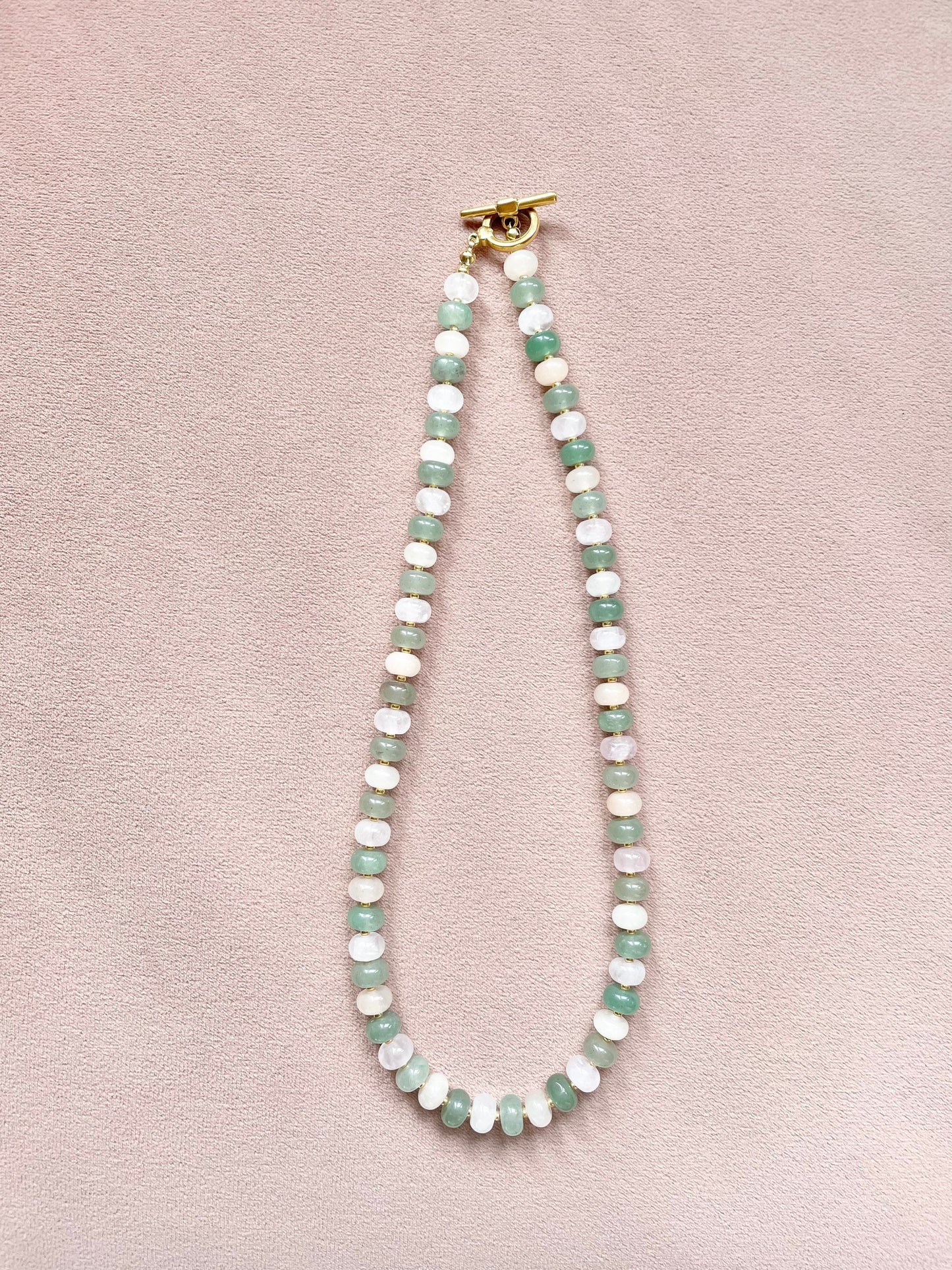 Aventurine & Rose Quartz Candy Beaded Necklace