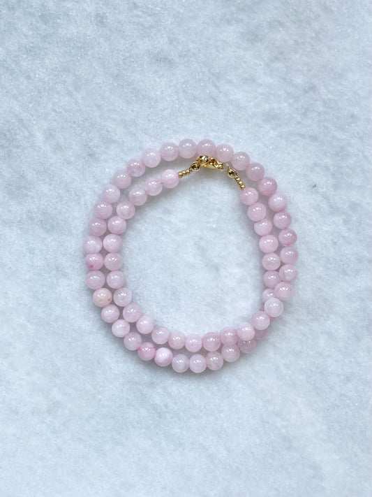 Rose Quartz Love Beaded Necklace / Gold Vermeil