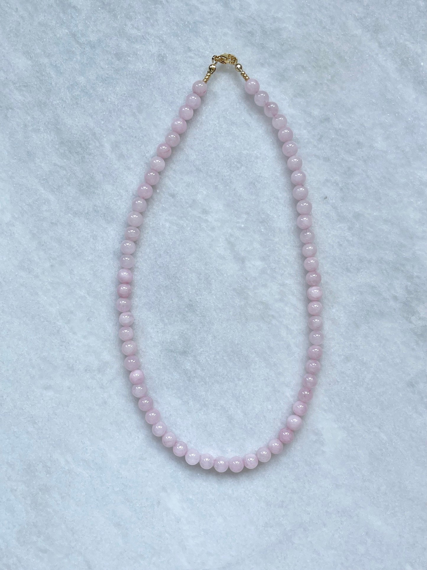 Rose Quartz Love Beaded Necklace / Gold Vermeil