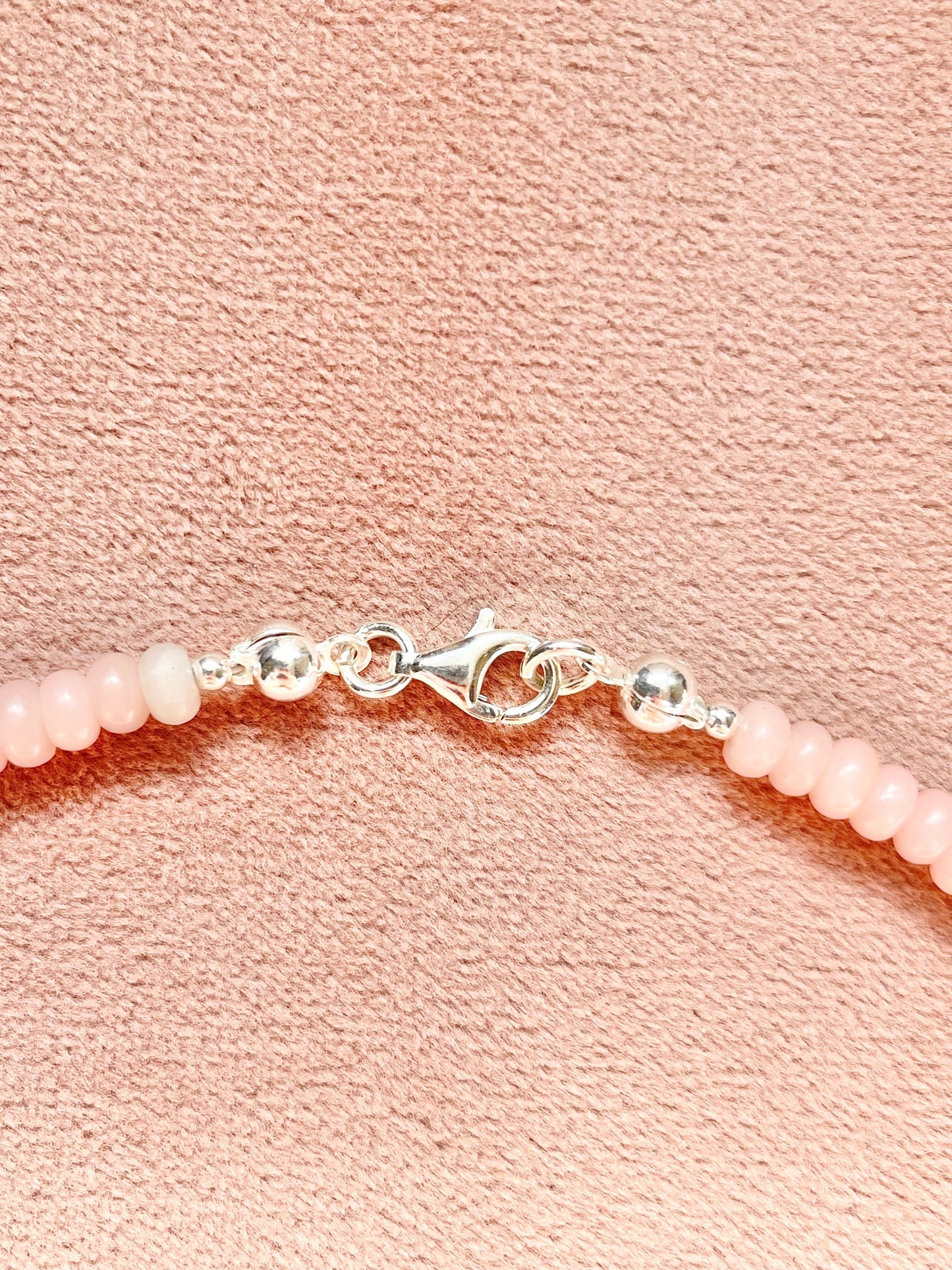 Dainty Pink Opal Silver Necklace