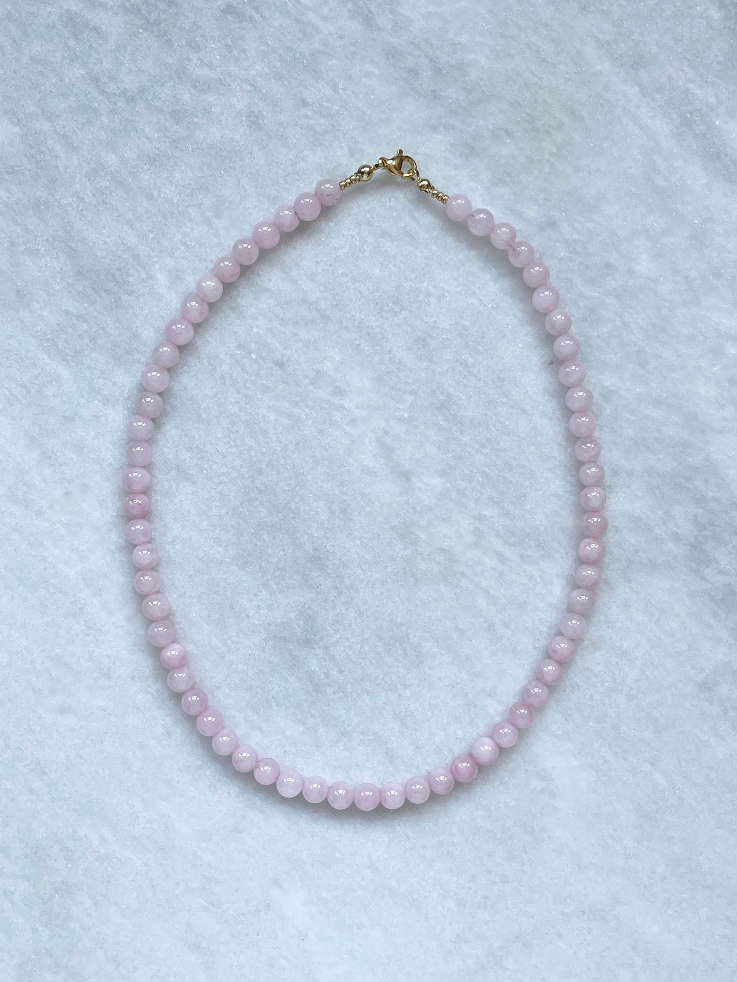 Rose Quartz Love Beaded Necklace / Gold Vermeil