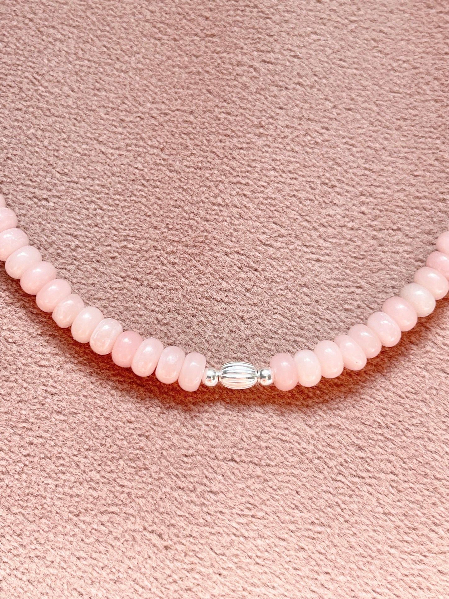 Dainty Pink Opal Silver Necklace