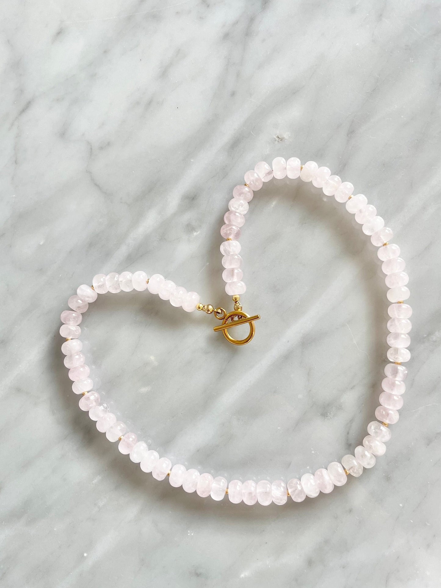 Rose Quartz Rondelle Blossom Necklace
