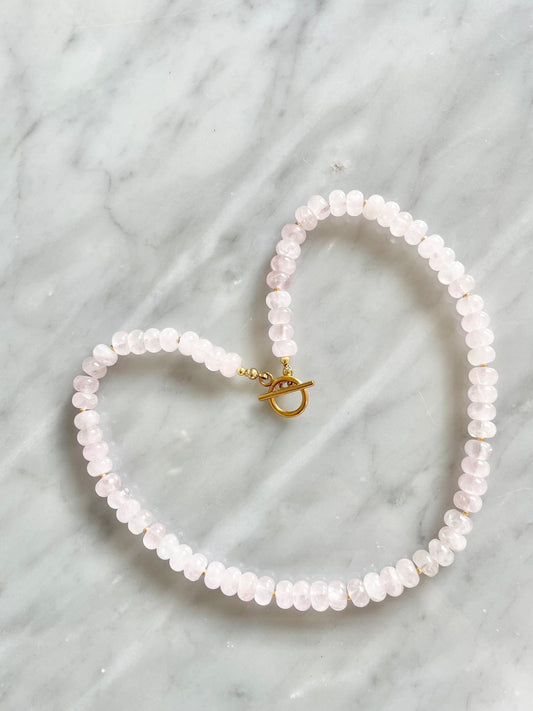 Rose Quartz Rondelle Blossom Necklace