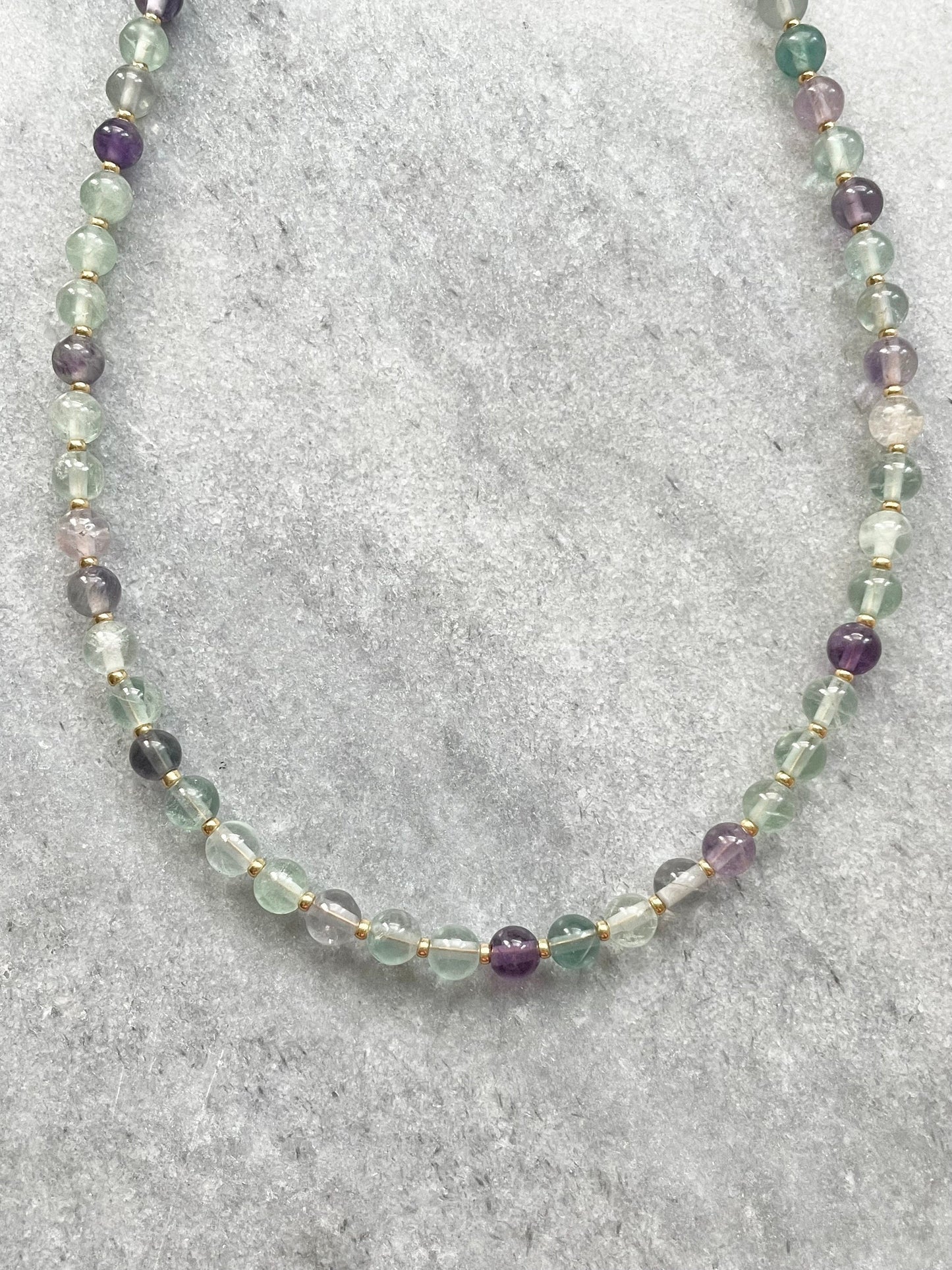 Rainbow Fluorite Candy Necklace / Gold Vermeil