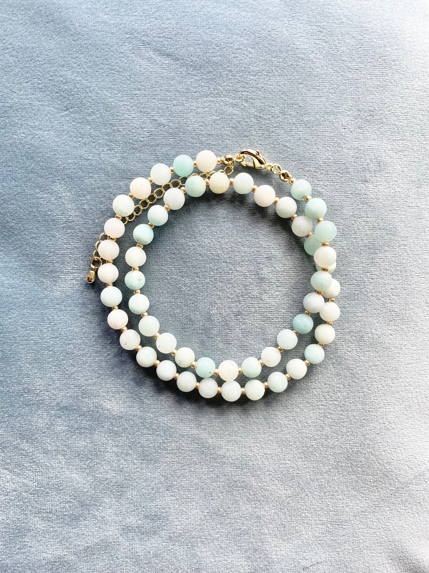 Frosted Amazonite Morning Dew Necklace / Gold Vermeil