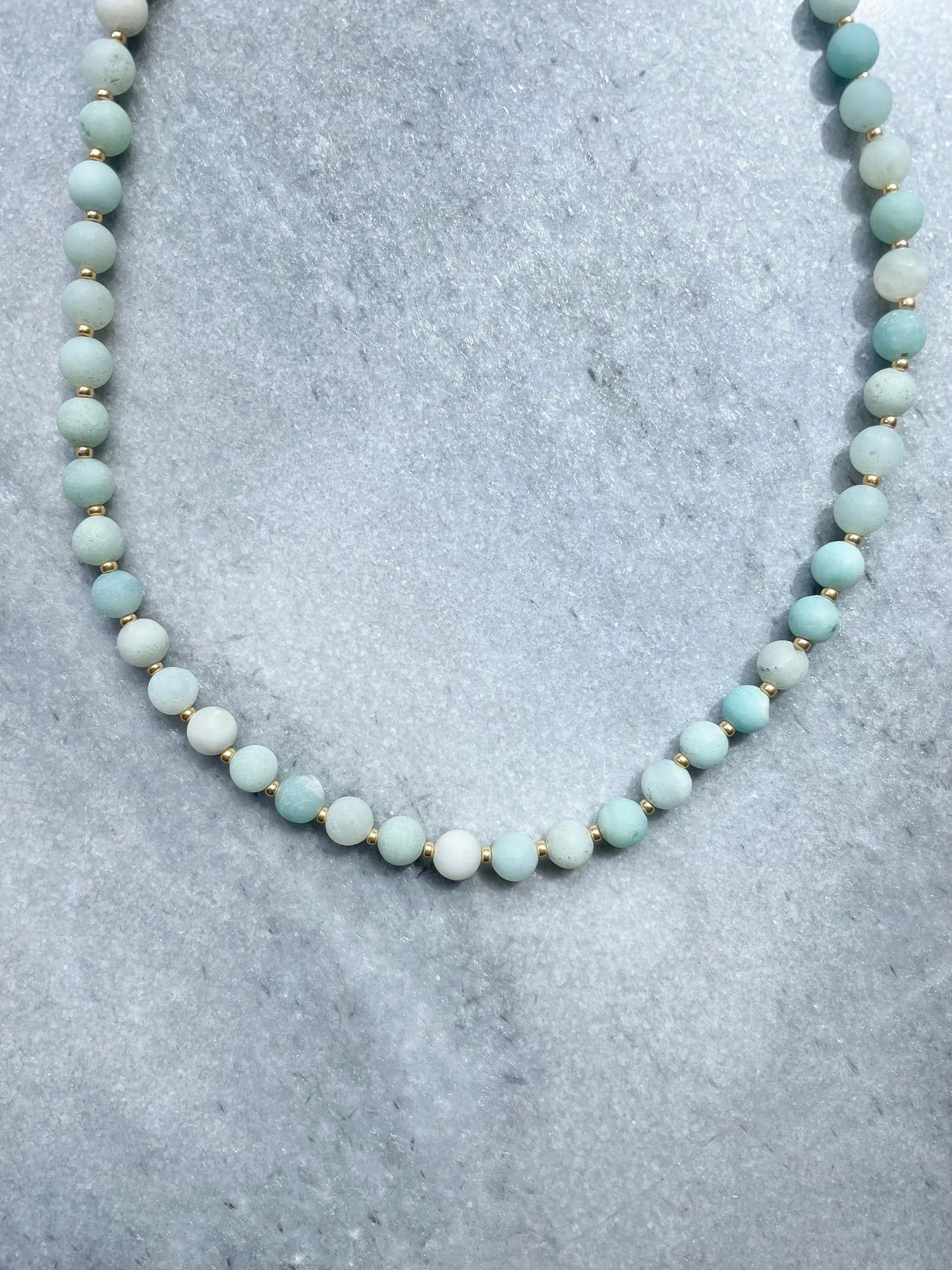 Frosted Amazonite Morning Dew Necklace / Gold Vermeil