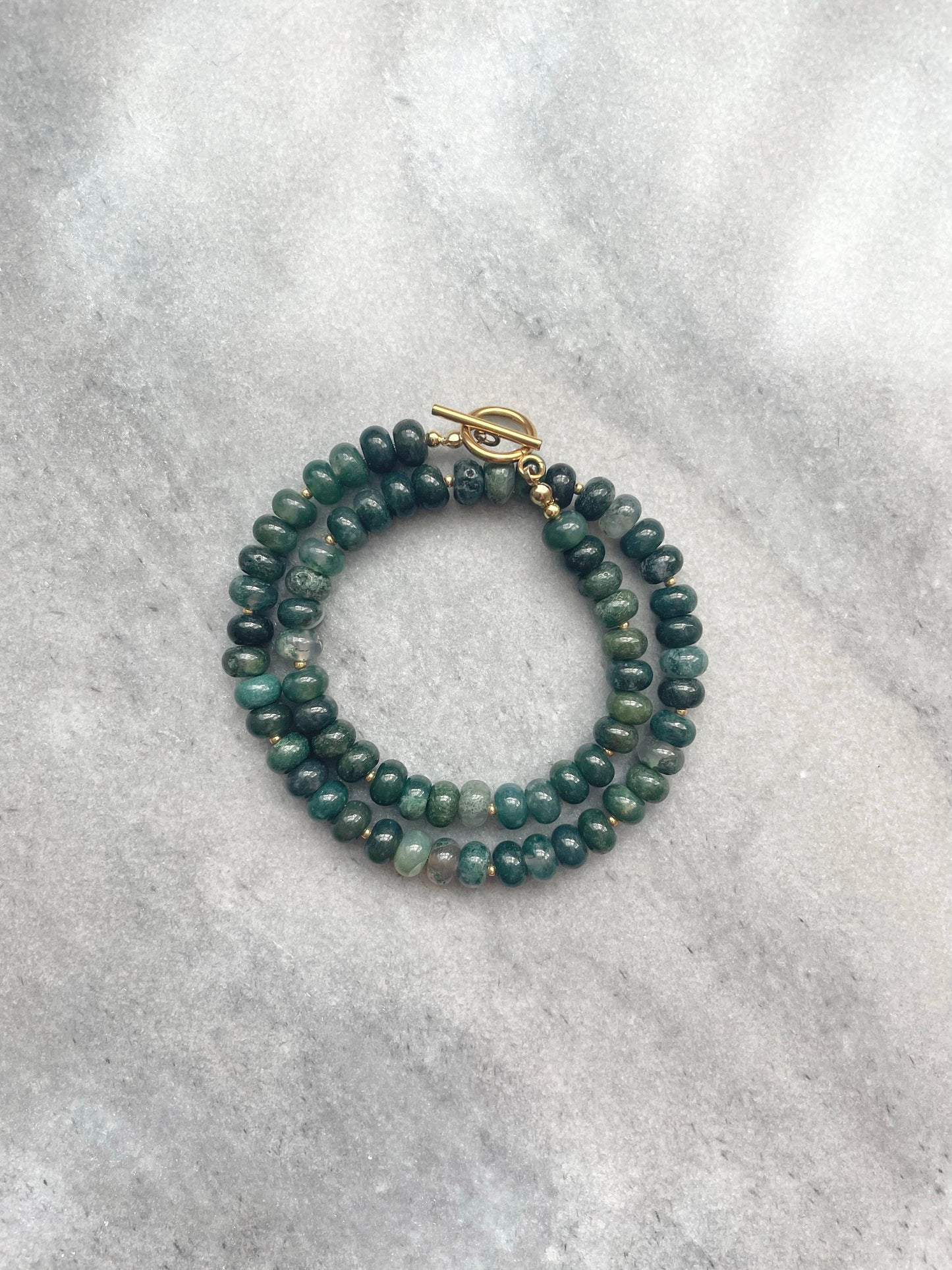 Moss Agate Balance Beaded Necklace