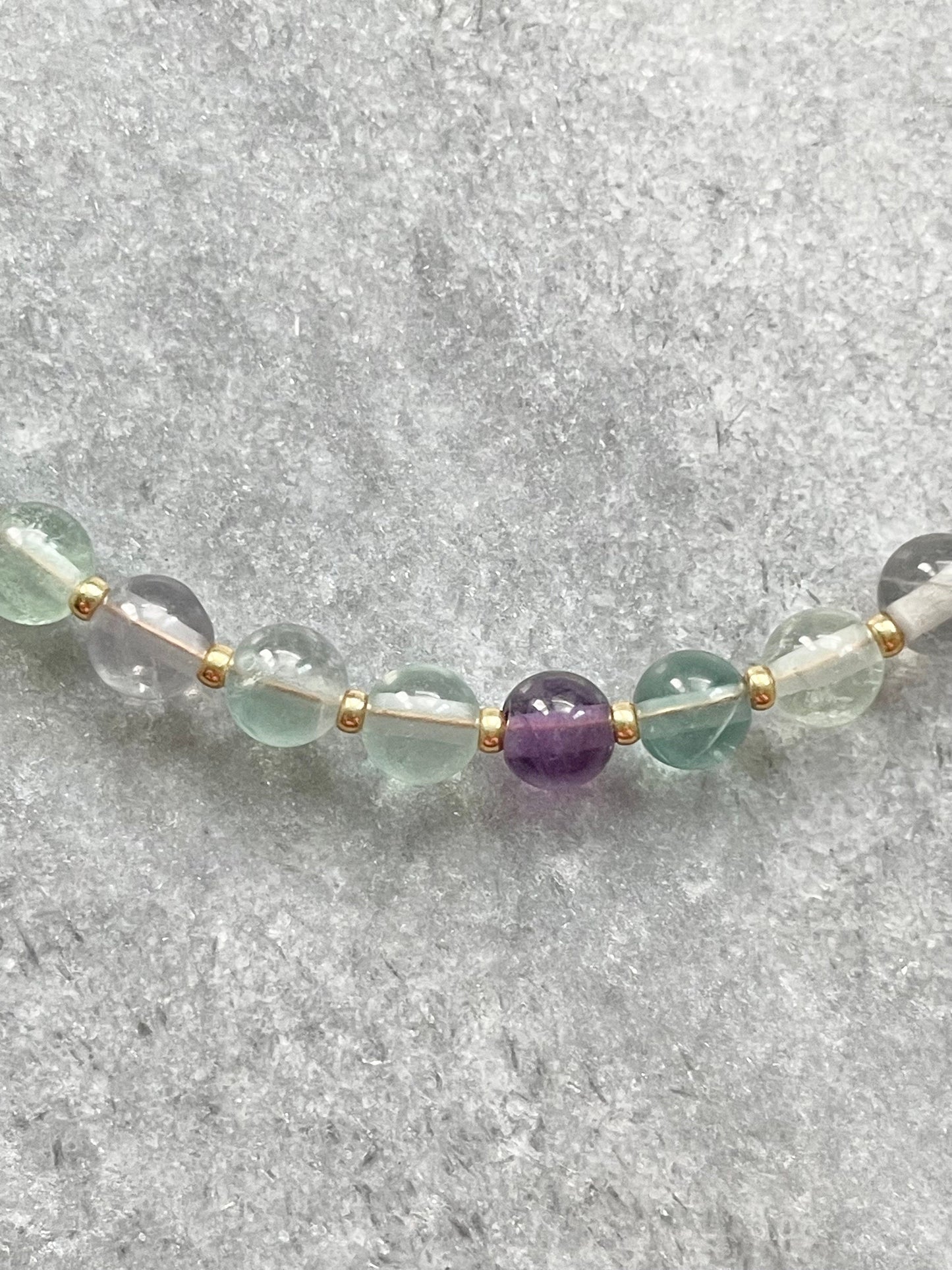 Rainbow Fluorite Candy Necklace / Gold Vermeil