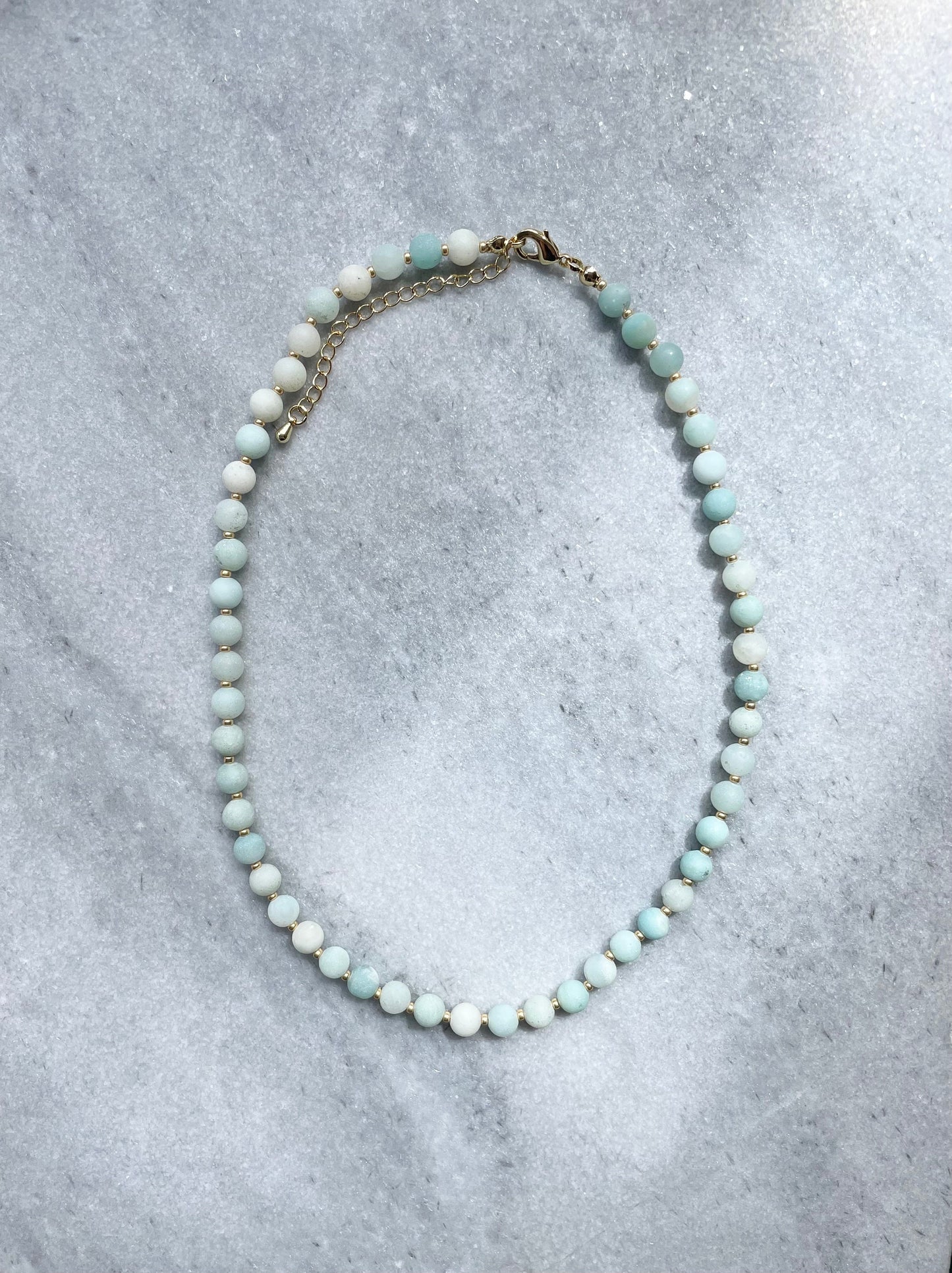 Frosted Amazonite Morning Dew Necklace / Gold Vermeil