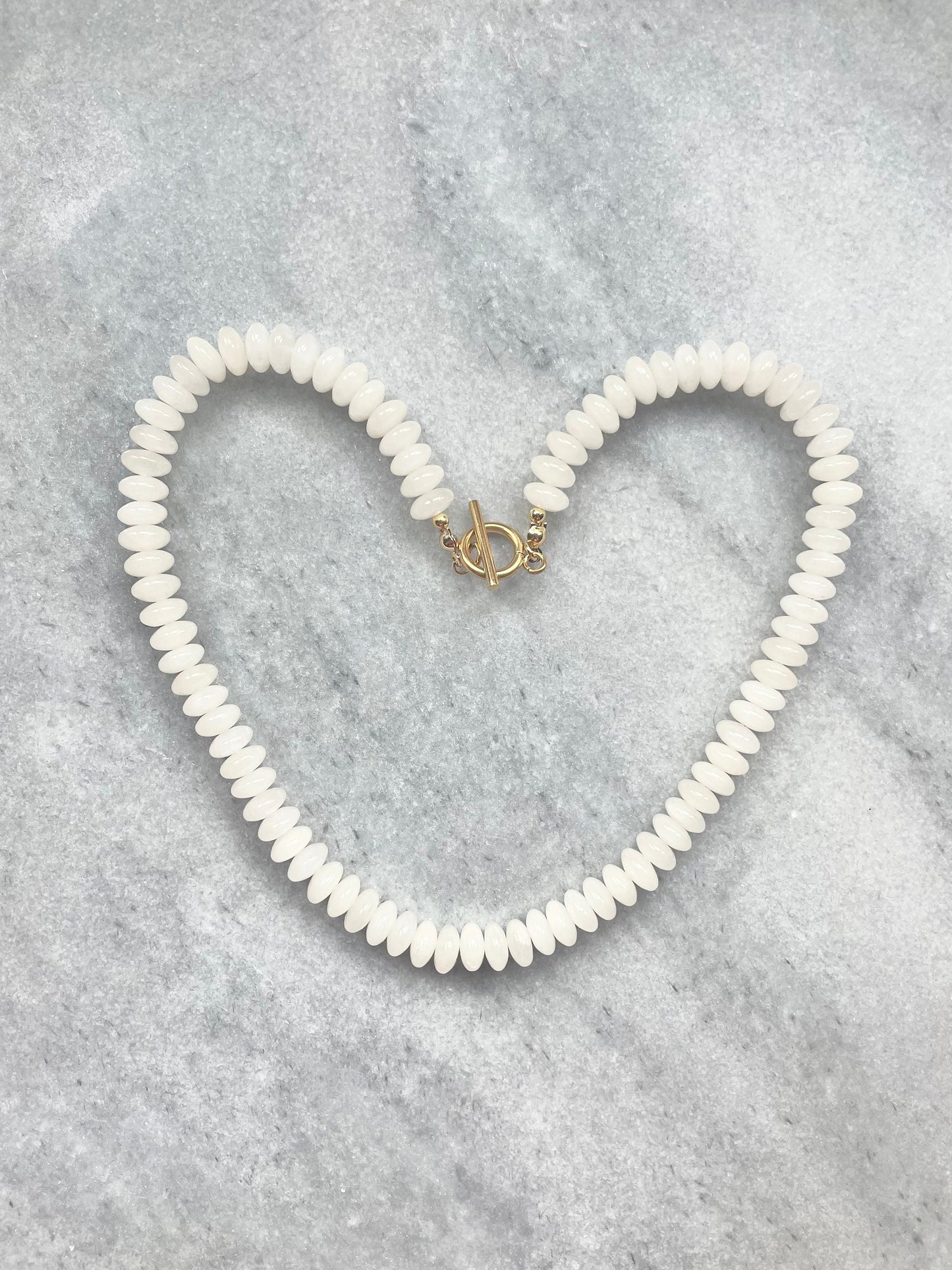 The Snow White Jade Beaded Necklace