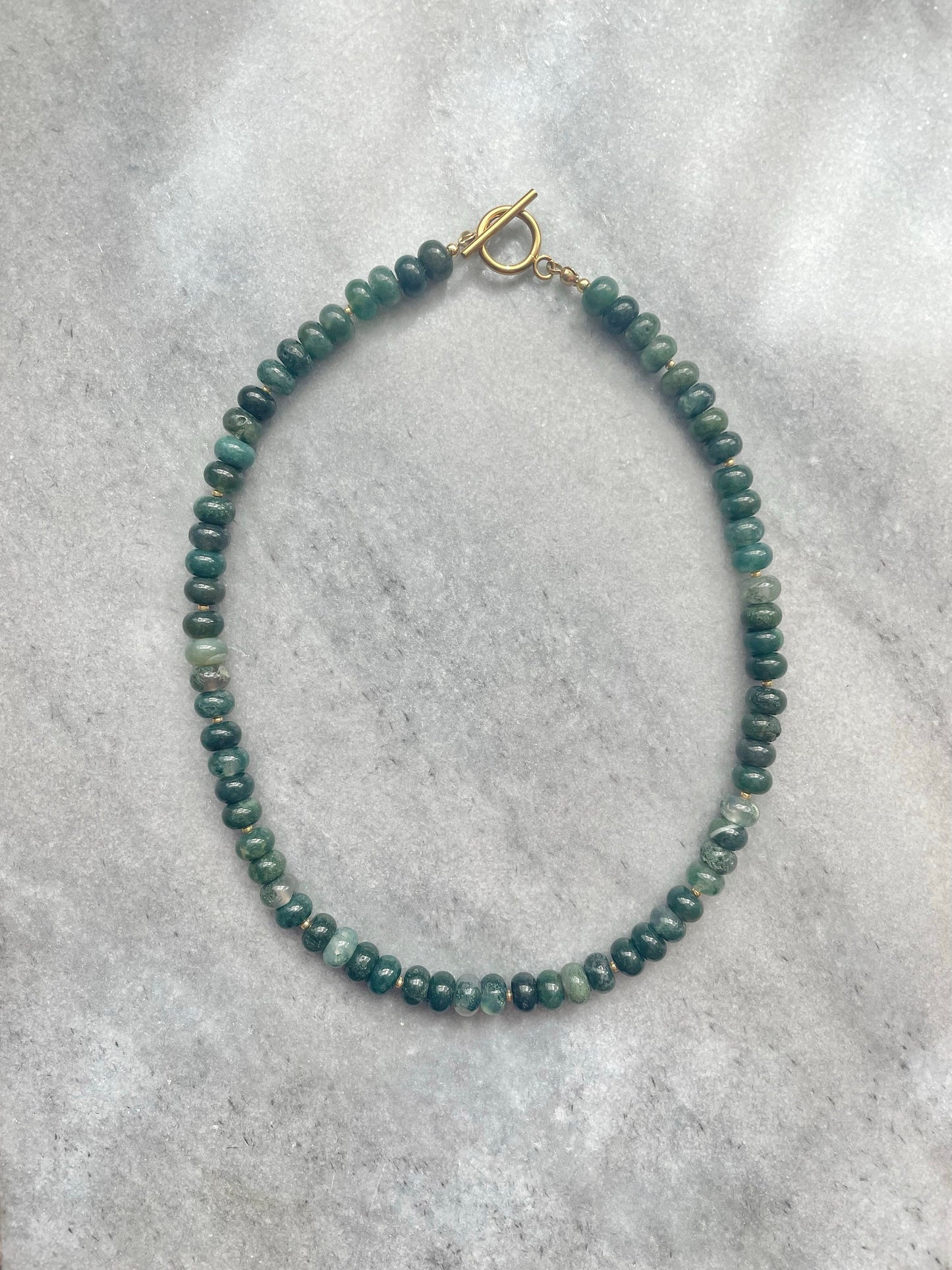 Moss Agate Balance Beaded Necklace