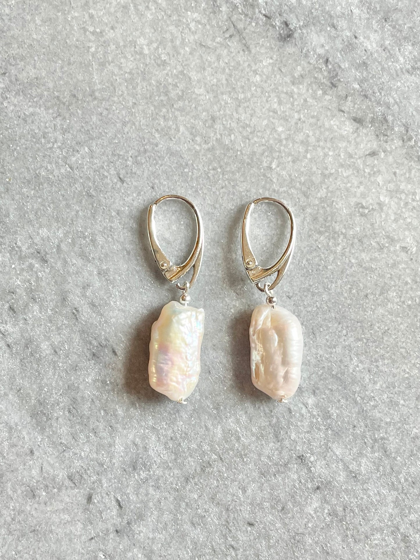 Baroque Pearl Silver Drop Earrings