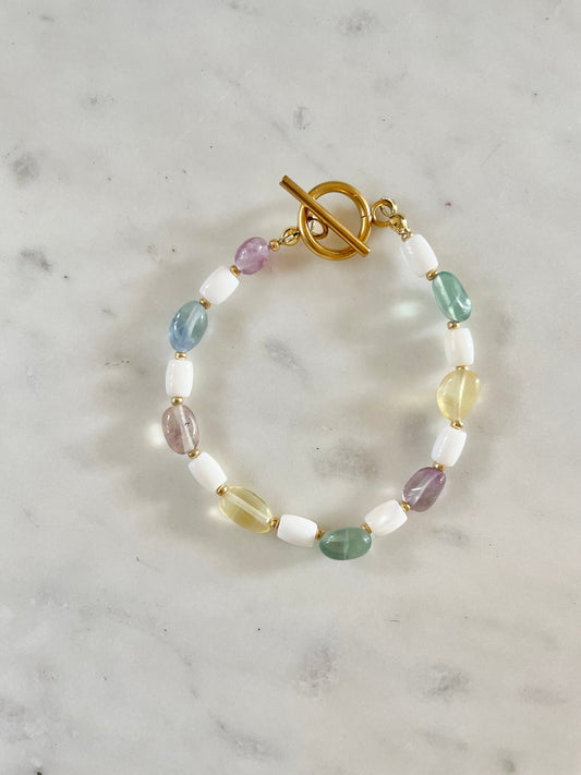Bracelet de bonbons en fluorite arc-en-ciel