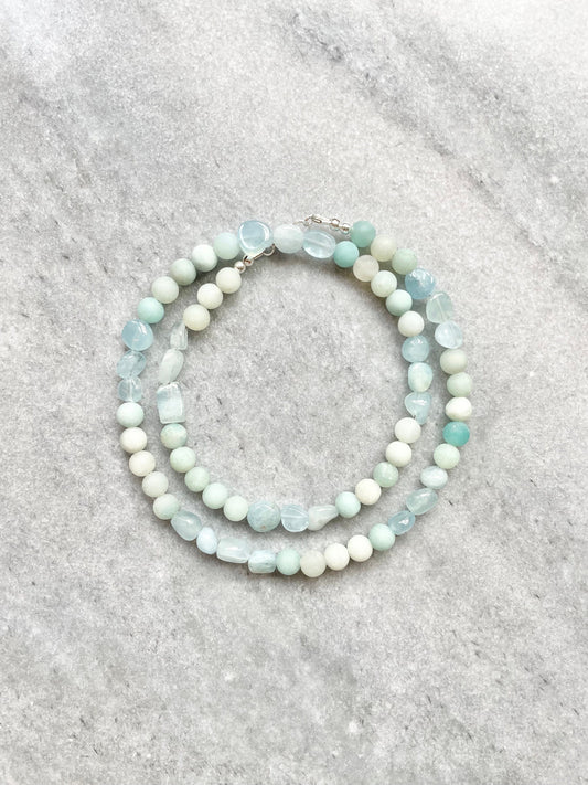 Collier Nuage Bleu Amazonite &amp; Aigue-Marine