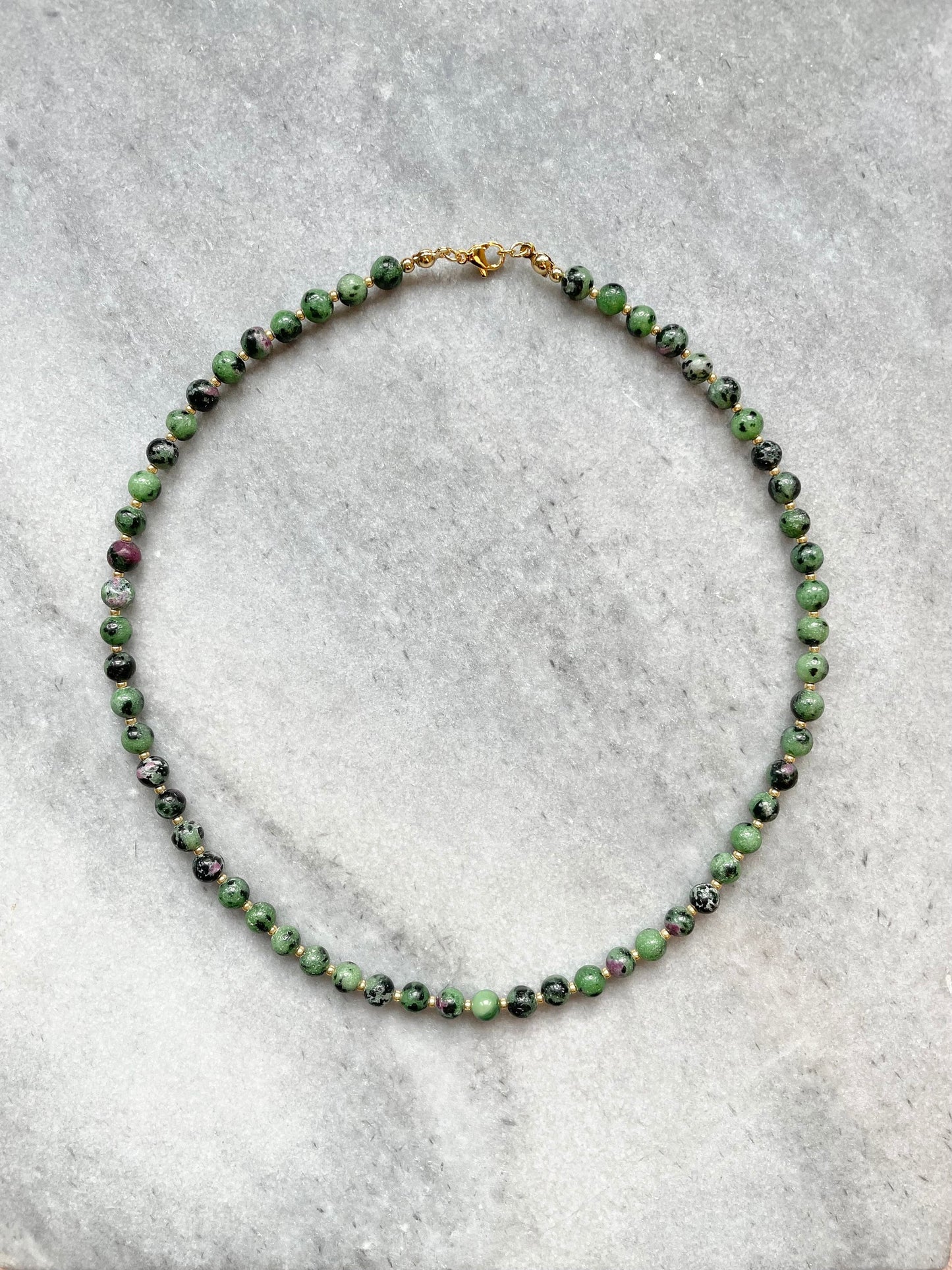 Ruby Zoisite Earth Necklace / Gold Vermeil