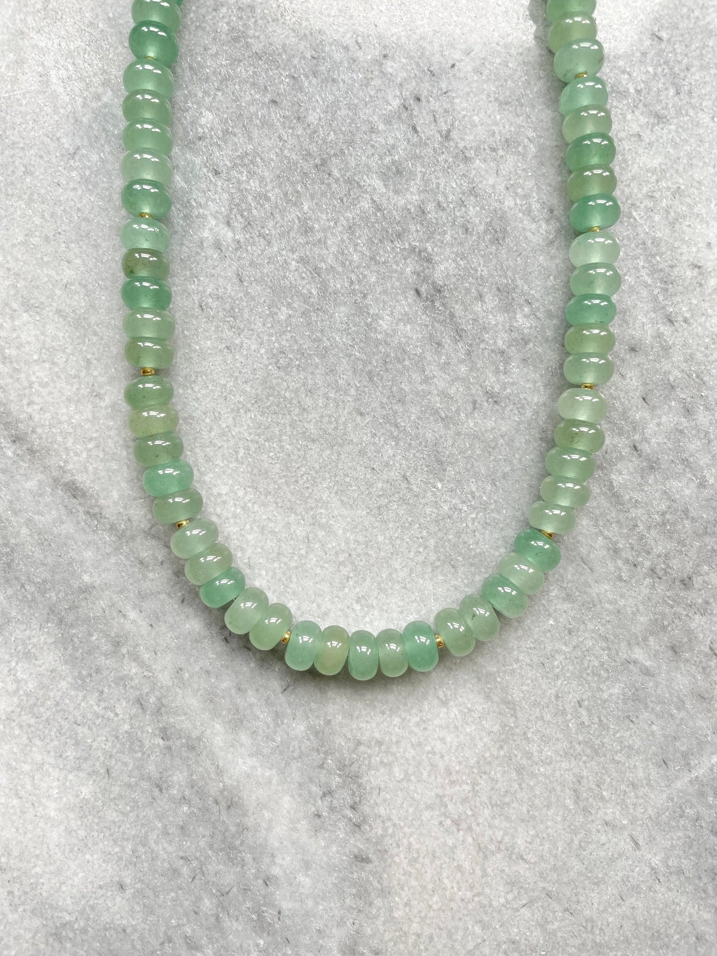 Forest Glow Green Aventurine Rondelle Necklace