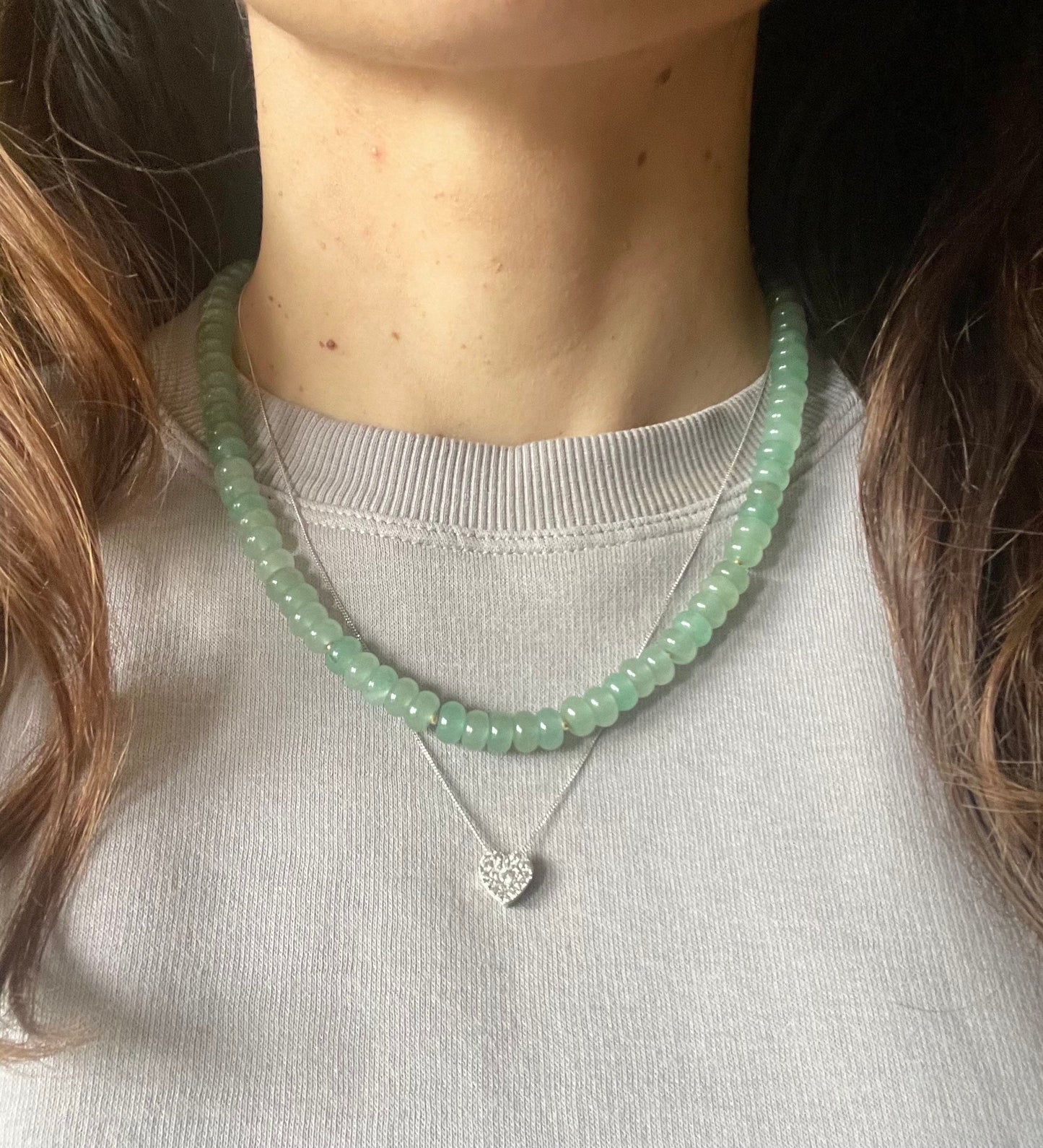 Forest Glow Green Aventurine Rondelle Necklace