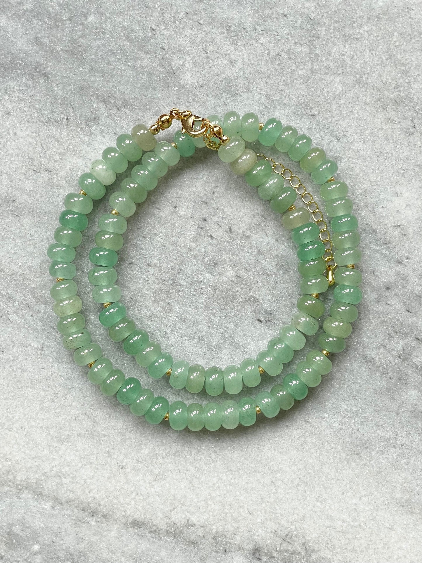 Forest Glow Green Aventurine Rondelle Necklace