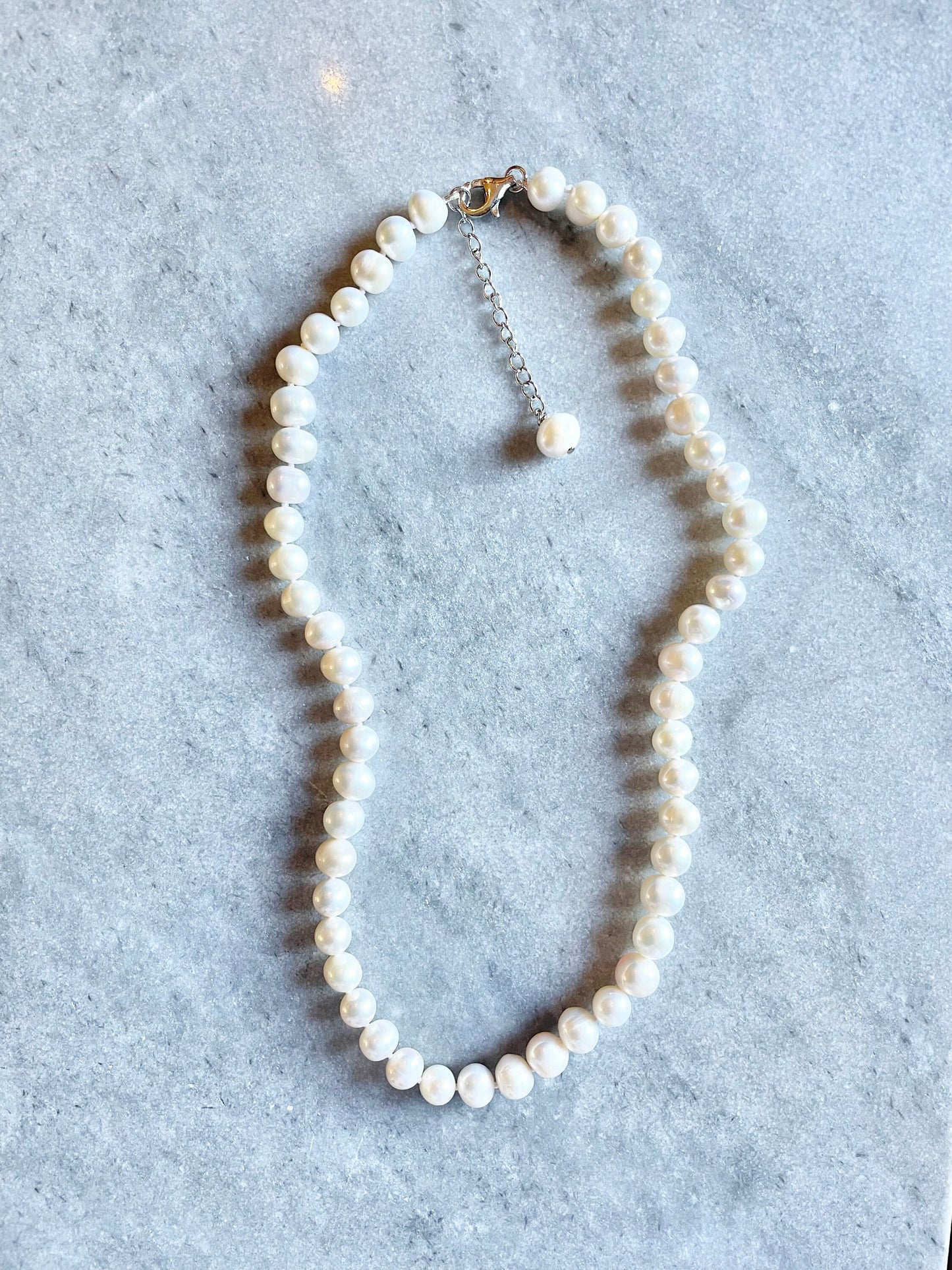 Freshwater Pearl Hand Knotted Silver Necklace