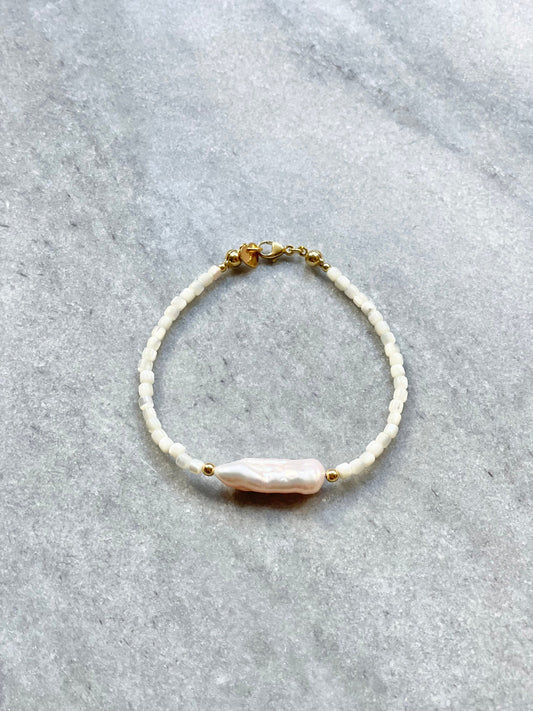 Gold Vermeil Biwa Pearl Bracelet