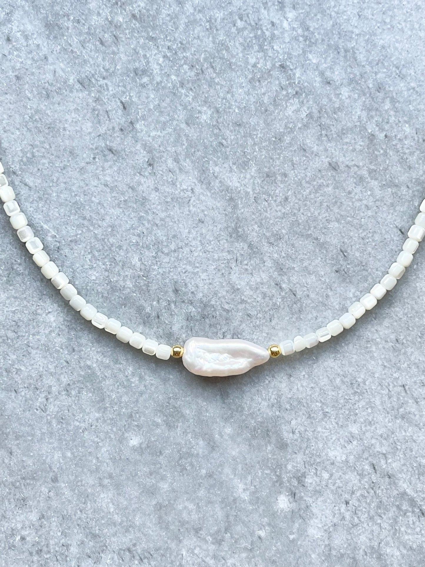 Gold Vermeil Biwa Pearl Necklace